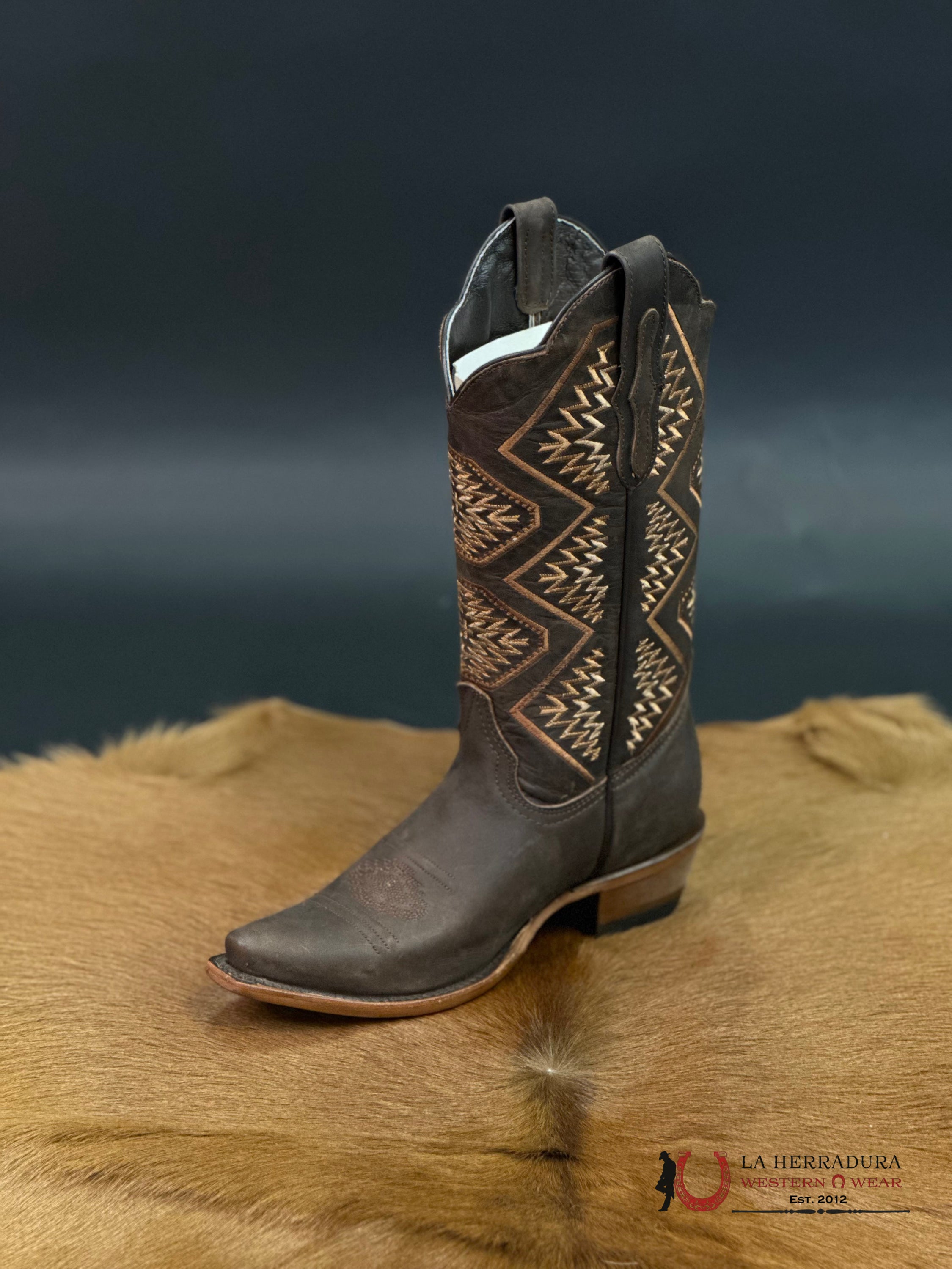 ROCKEM WOMENS DARK TOBACCO TUBE SNIP TOE BOTAS MUJERES