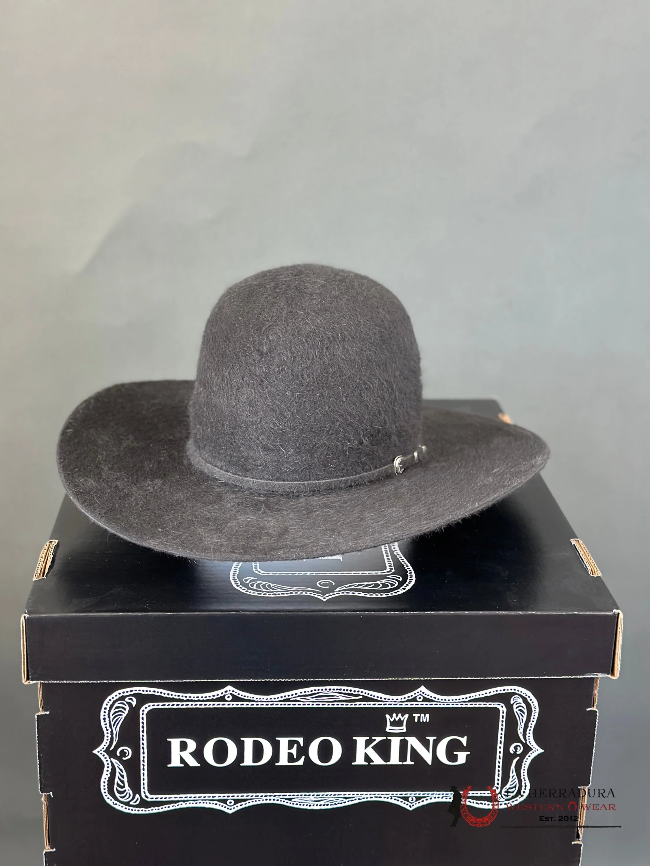 Rodeo King 10X Grizzly Charcoal Open Crown Tejana