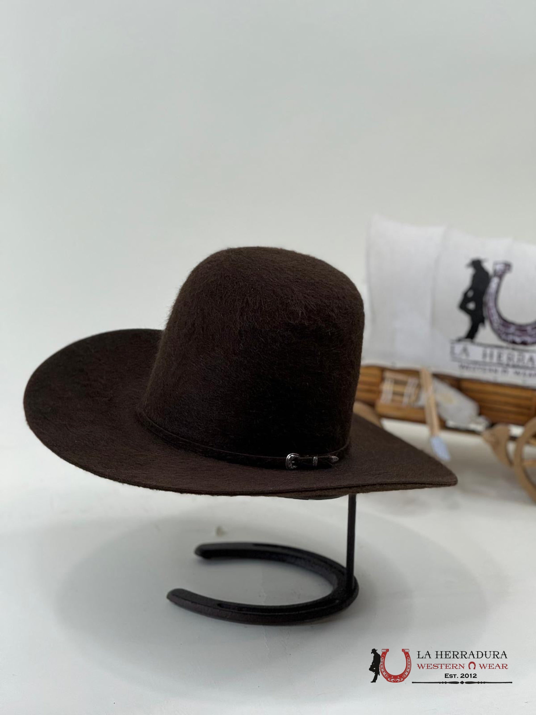 Rodeo King 10X Grizzly Chocolate Open Crown Felt Tejana