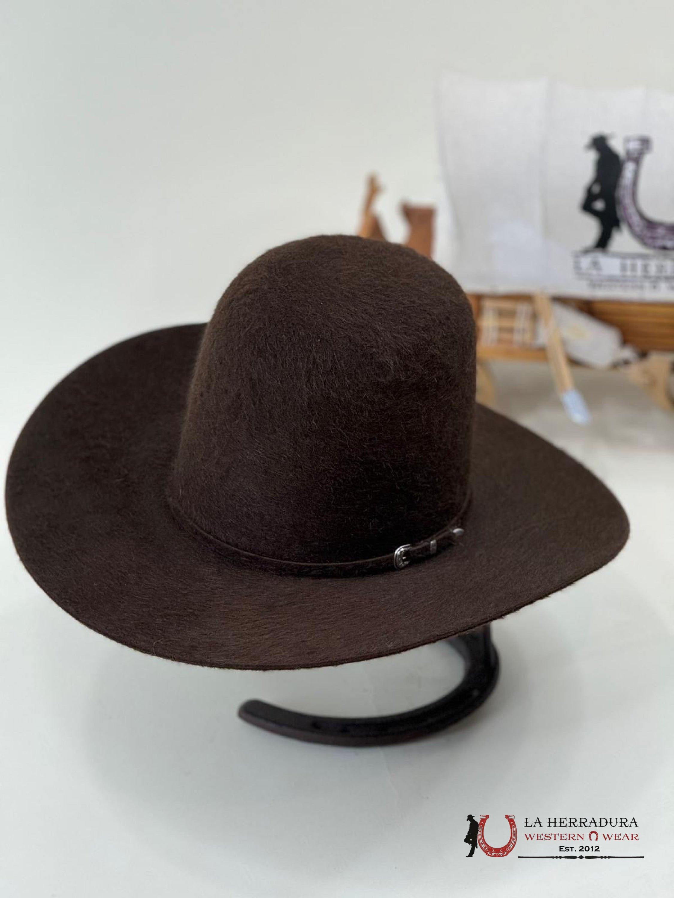 Rodeo King 10X Grizzly Chocolate Open Crown Felt Tejana