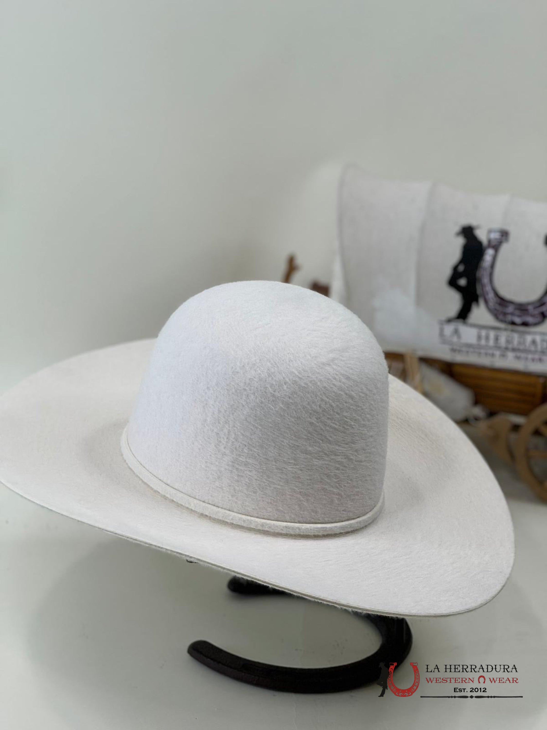 Rodeo King 10X Grizzly White Open Crown Felt Hat Tejana