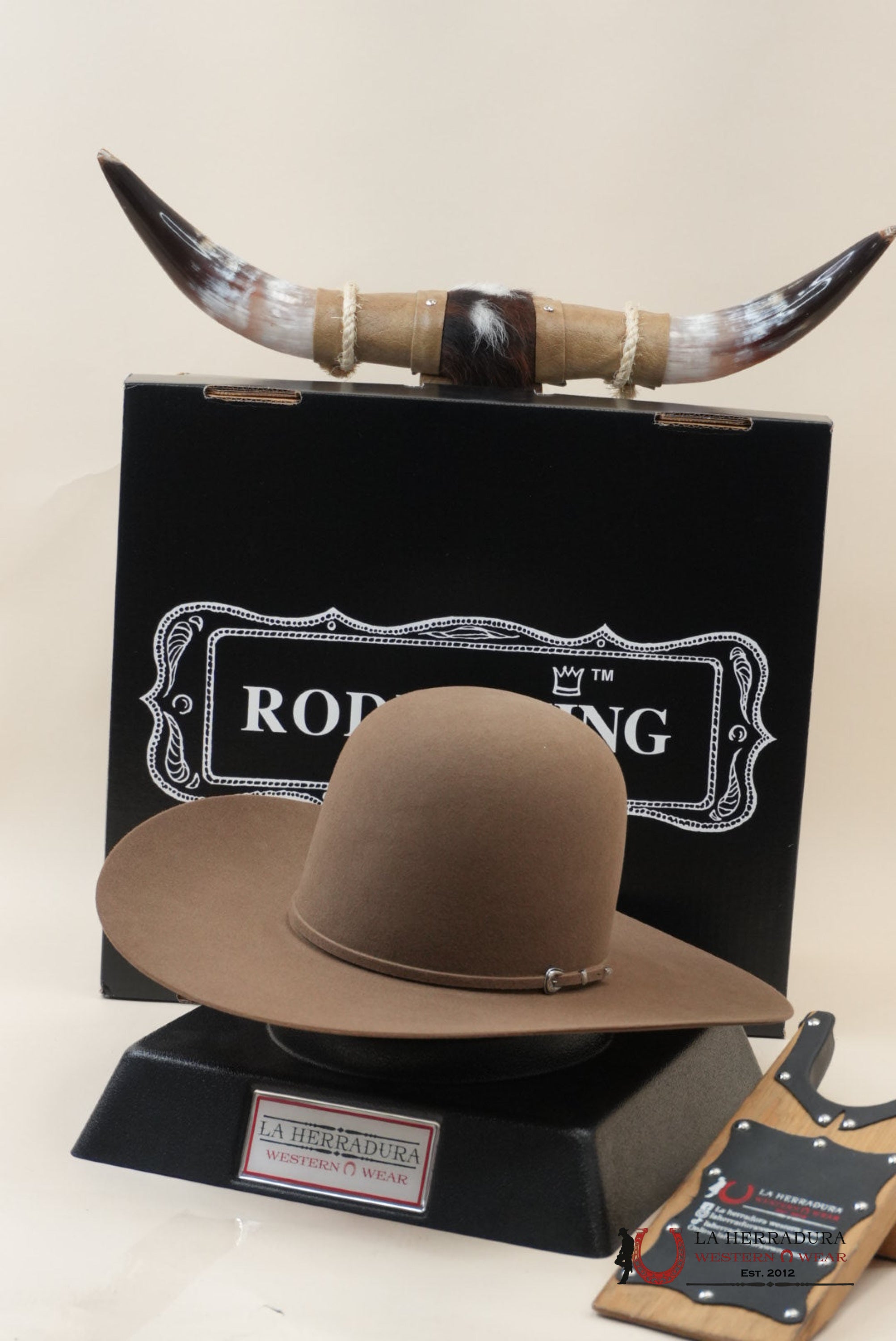 Rodeo King 7x Cowboy Hat Tan Belly Open Crown