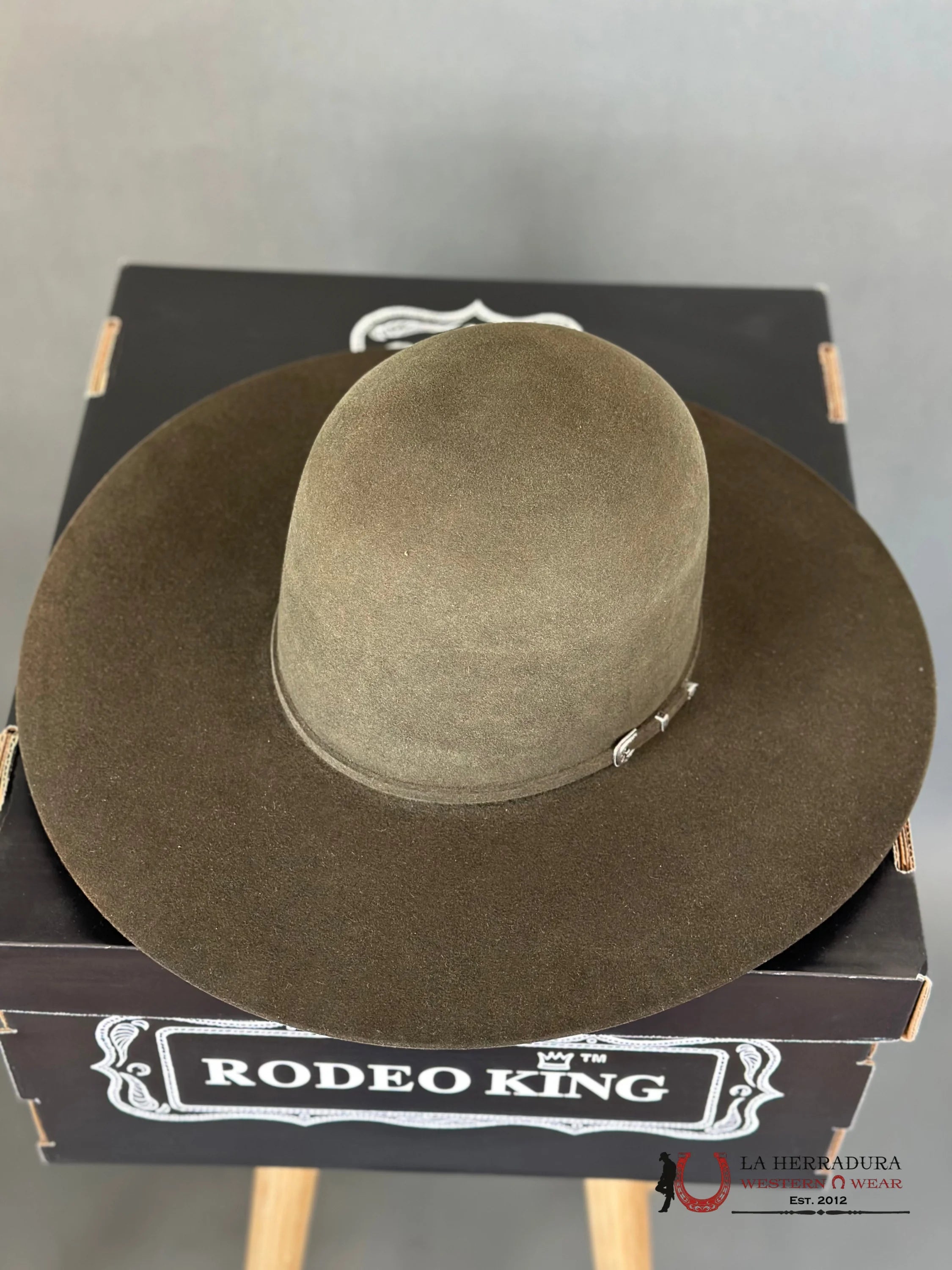 Rodeo King 7X Moss Green Open Crown Tejana