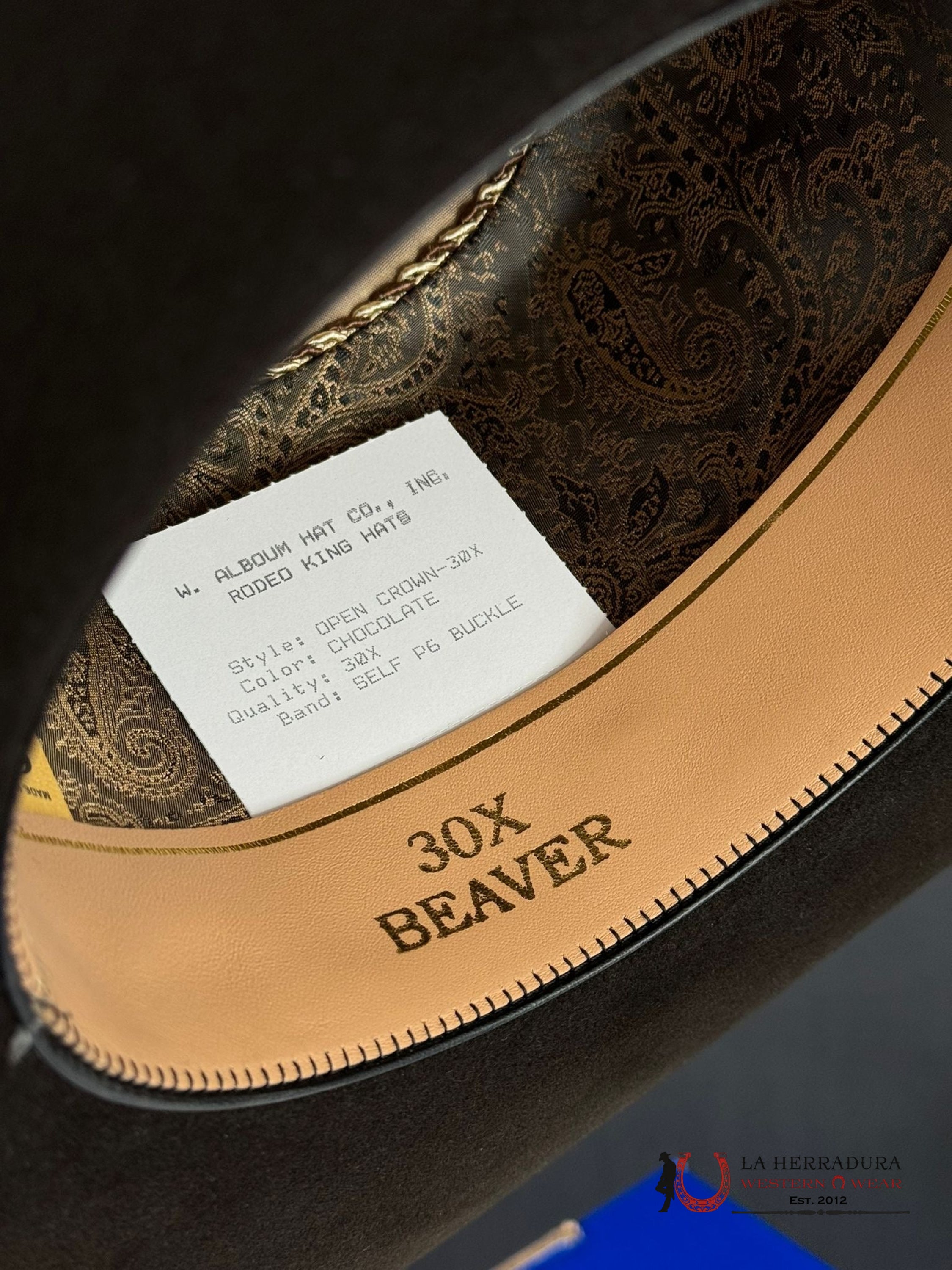 Rodeo King Chocolate 30X Open Crown Tejana