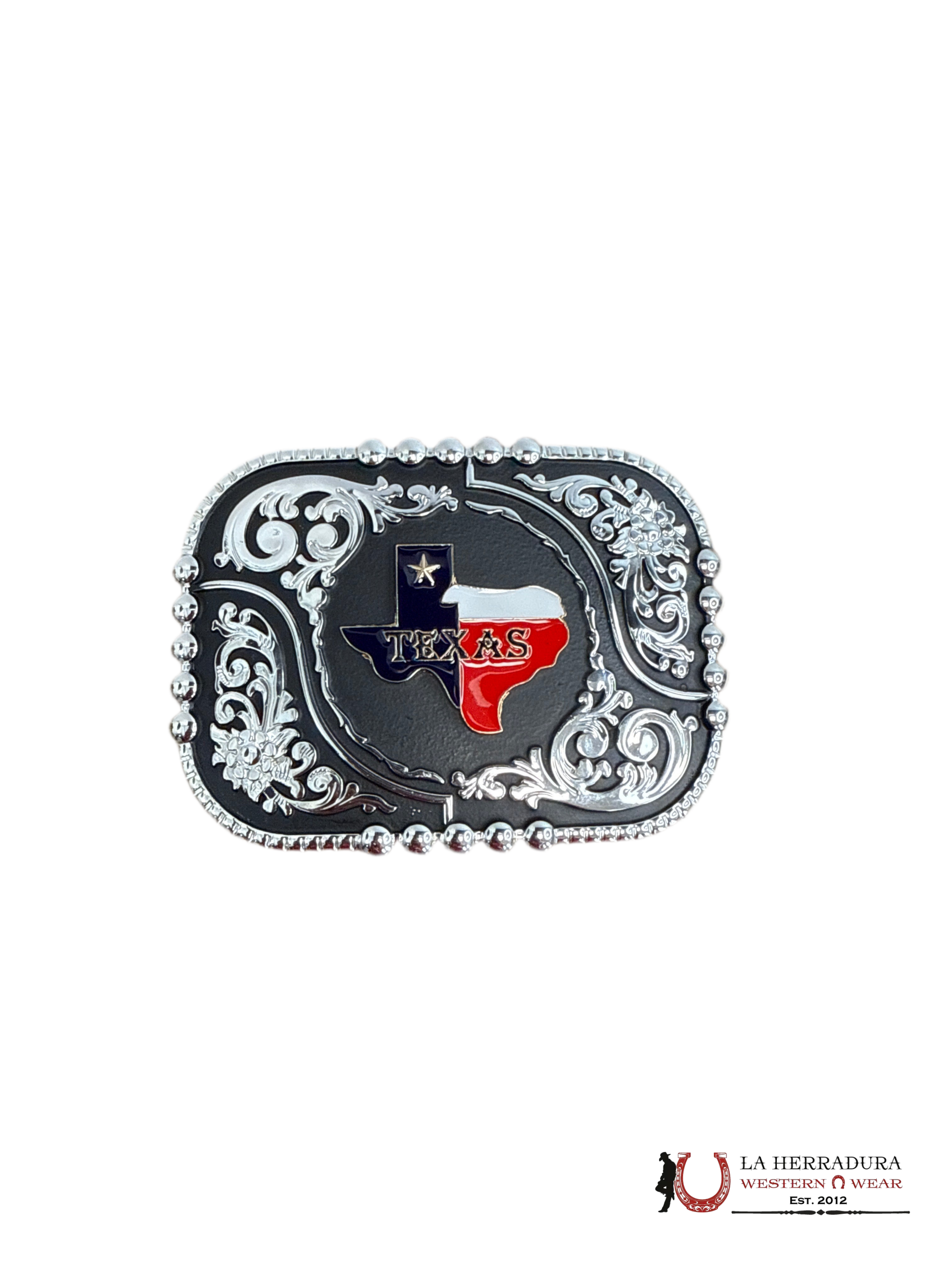 ROUND BLACK & SILVER TEXAS BUCKLE 3 ACCESORIOS
