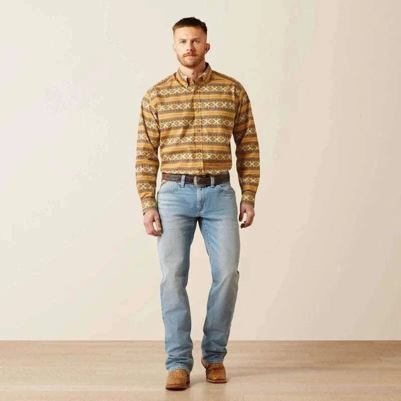 ARIAT MEN TAN TEDDI LS SHIRT -10065767 Laherradurawwnc.com