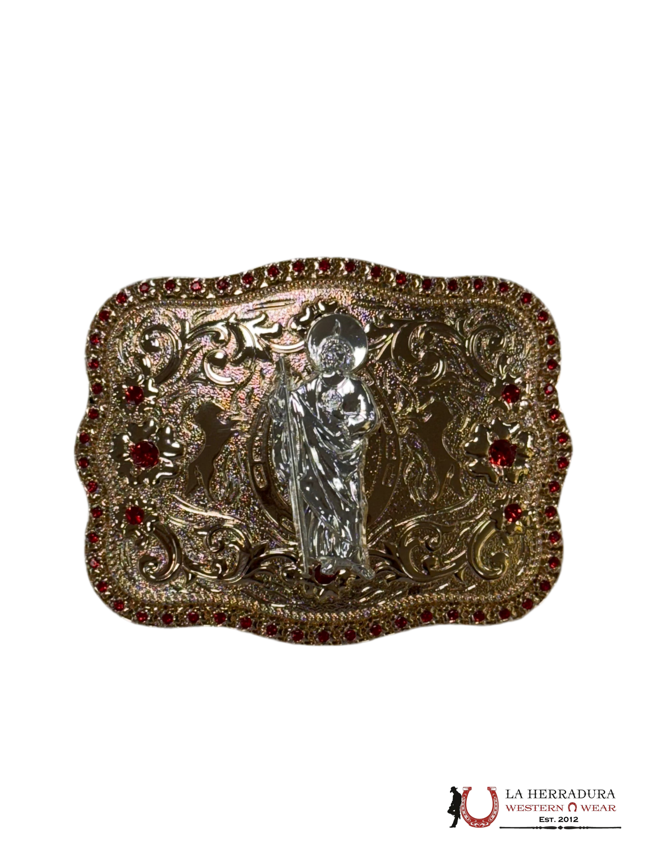 SAN JUDAS GOLD AND RUBIES SQUARE BUCKLE ACCESORIOS