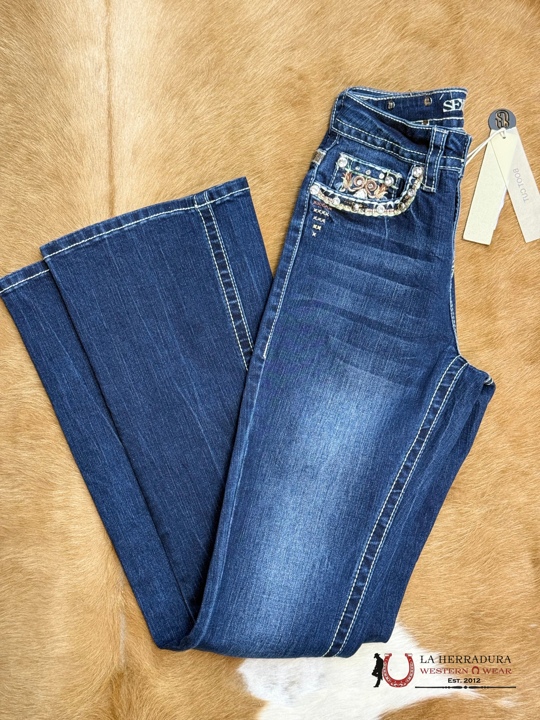 SEXY COUTURE BROWN EMBROIDERED WOMEN JEAN S1431-PB