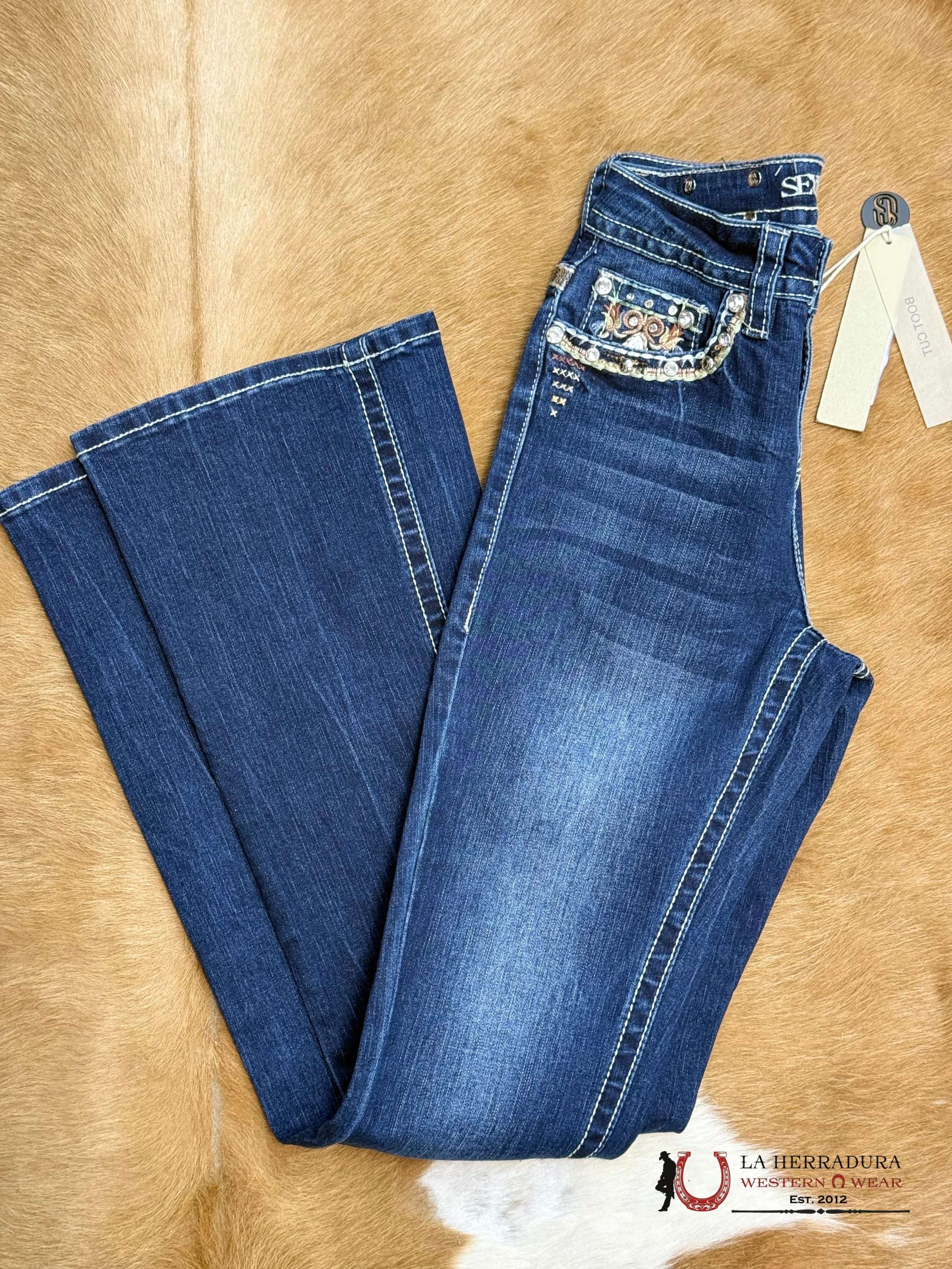 SEXY COUTURE BROWN EMBROIDERED WOMEN JEAN S1431-PB