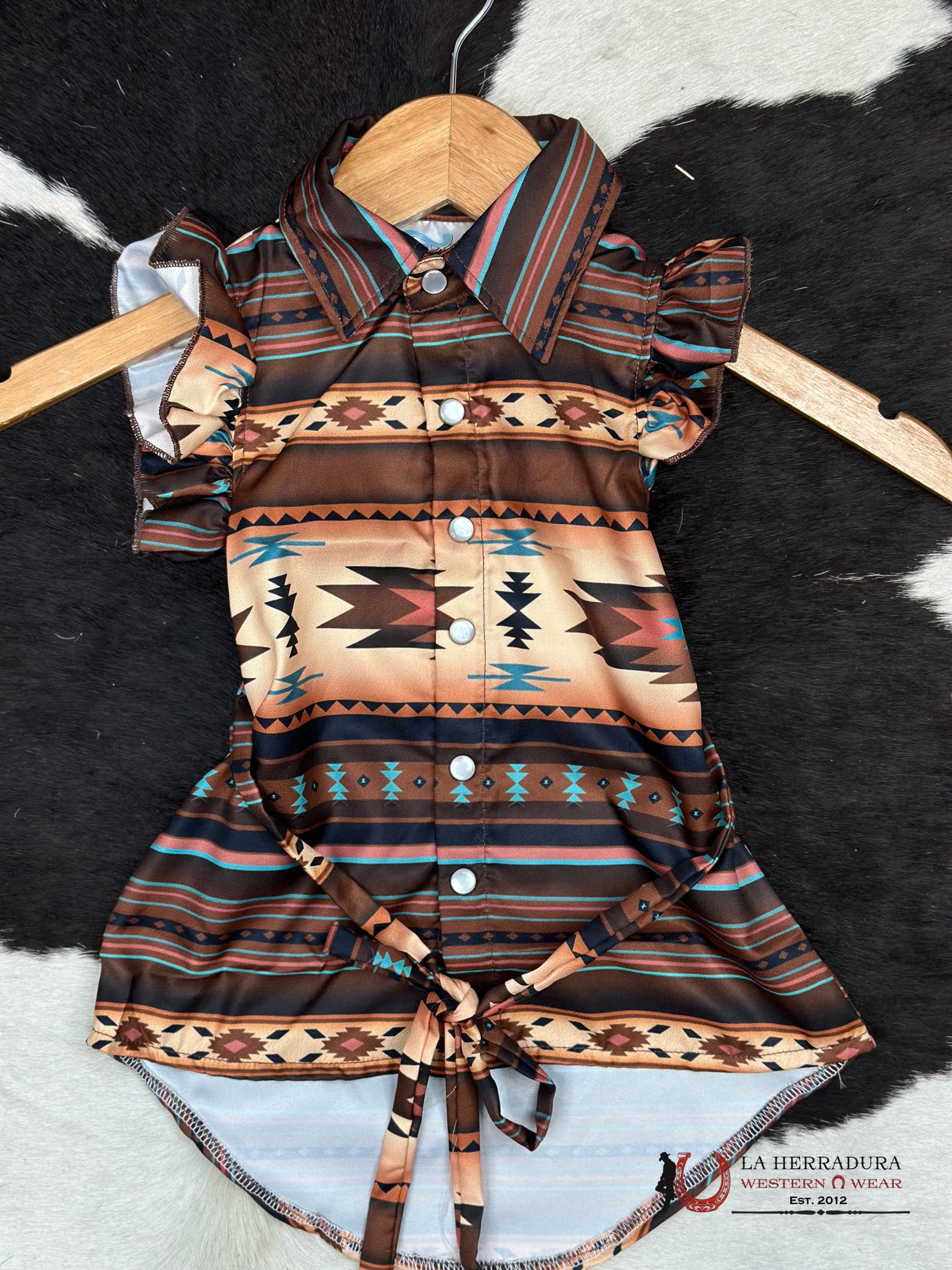 Shea Baby Aztec Brown Snap Dress Niños