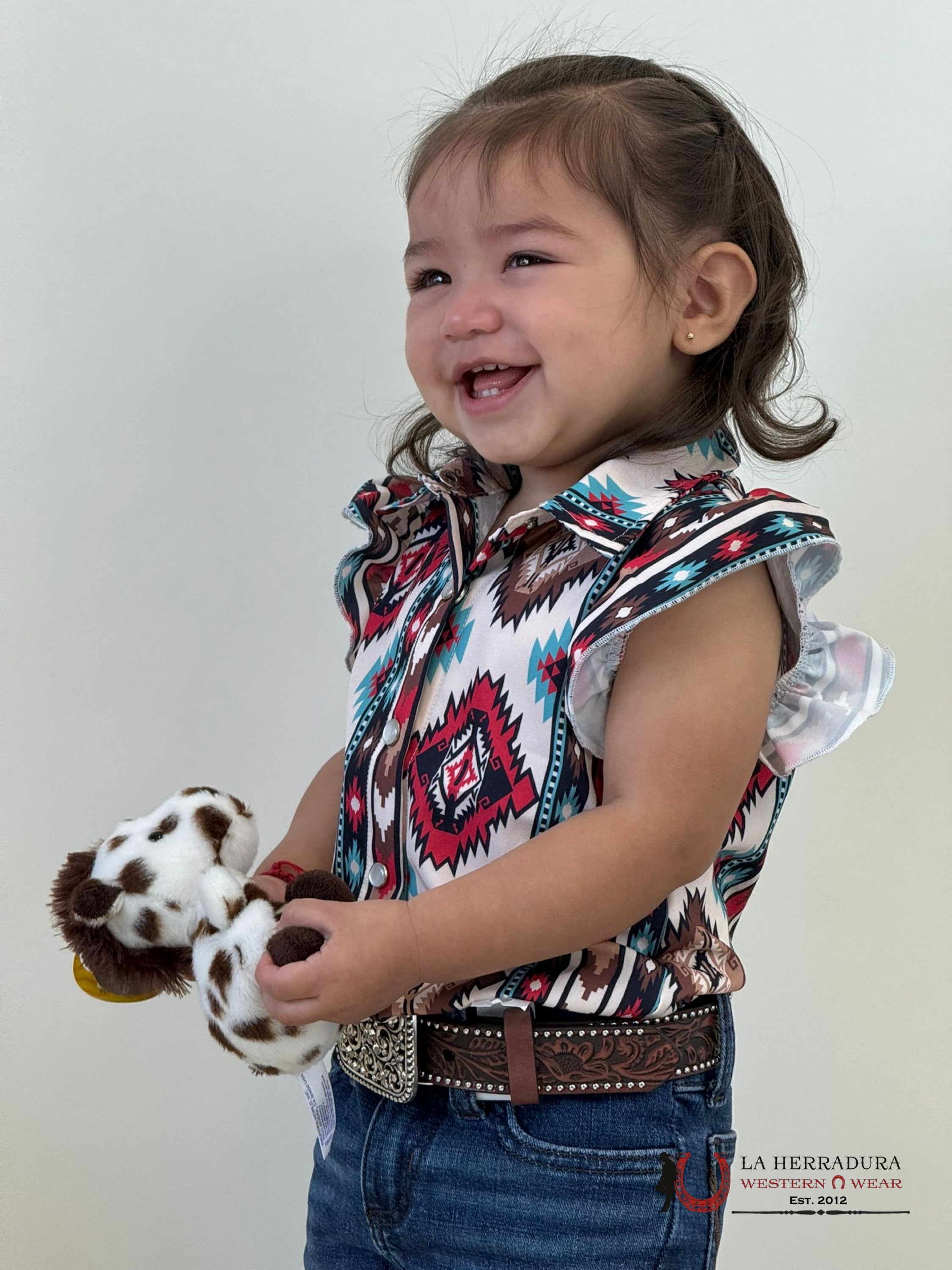 Shea Baby Aztec Ruffle Snap Shirt Niños
