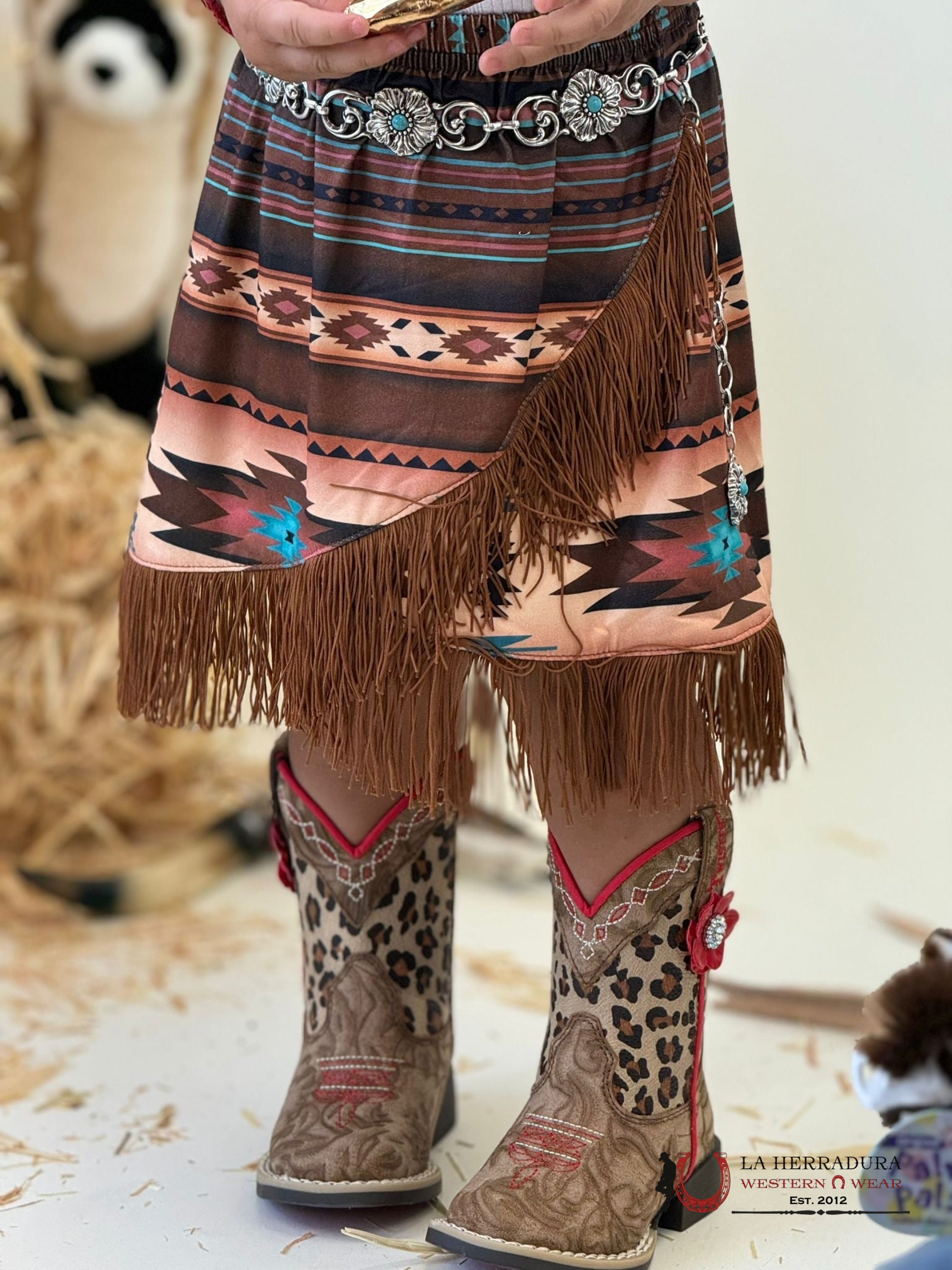 Shea Baby Brown Aztec Fringe Skirt Toddler Niños