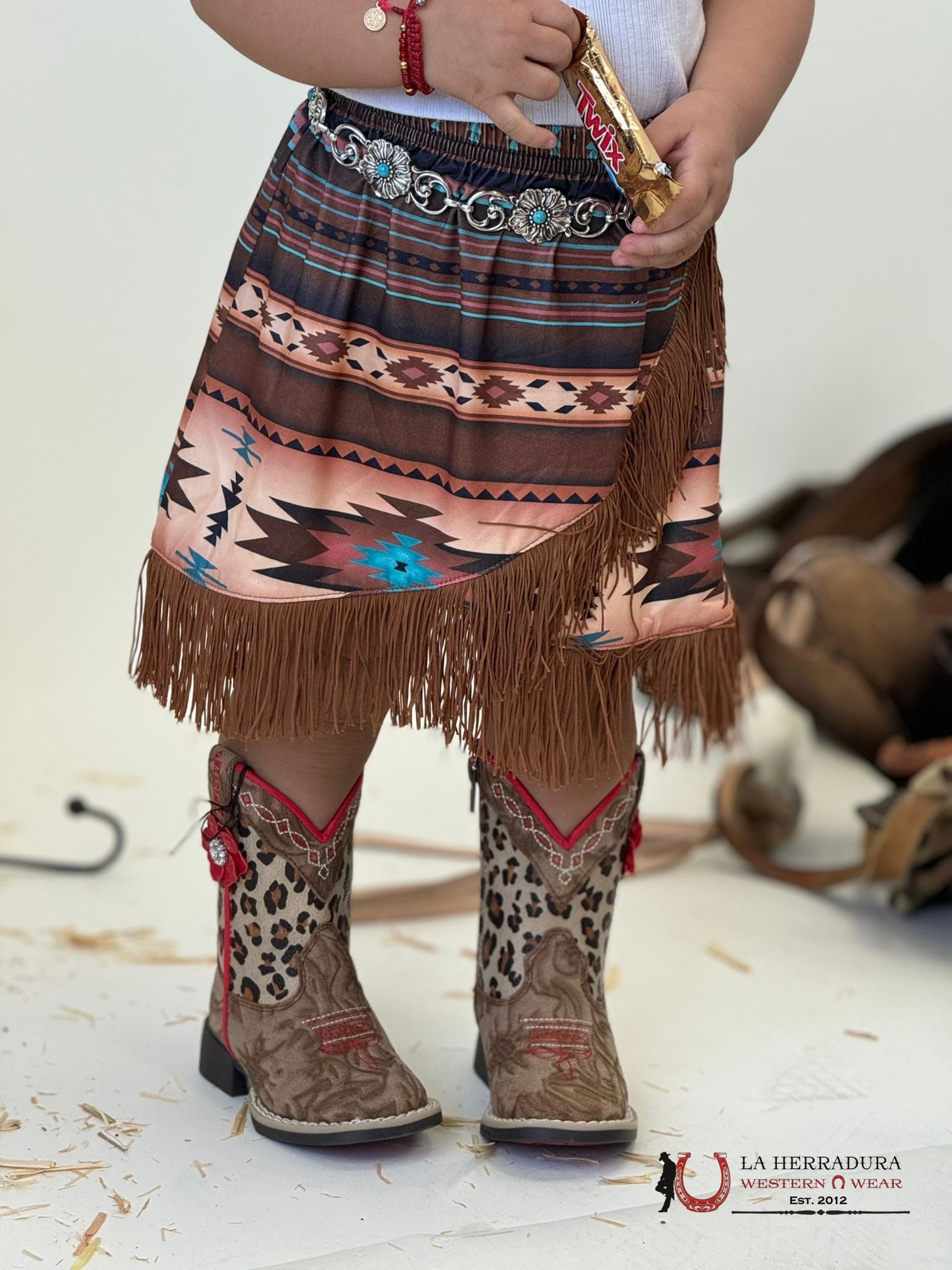 Shea Baby Brown Aztec Fringe Skirt Toddler Niños