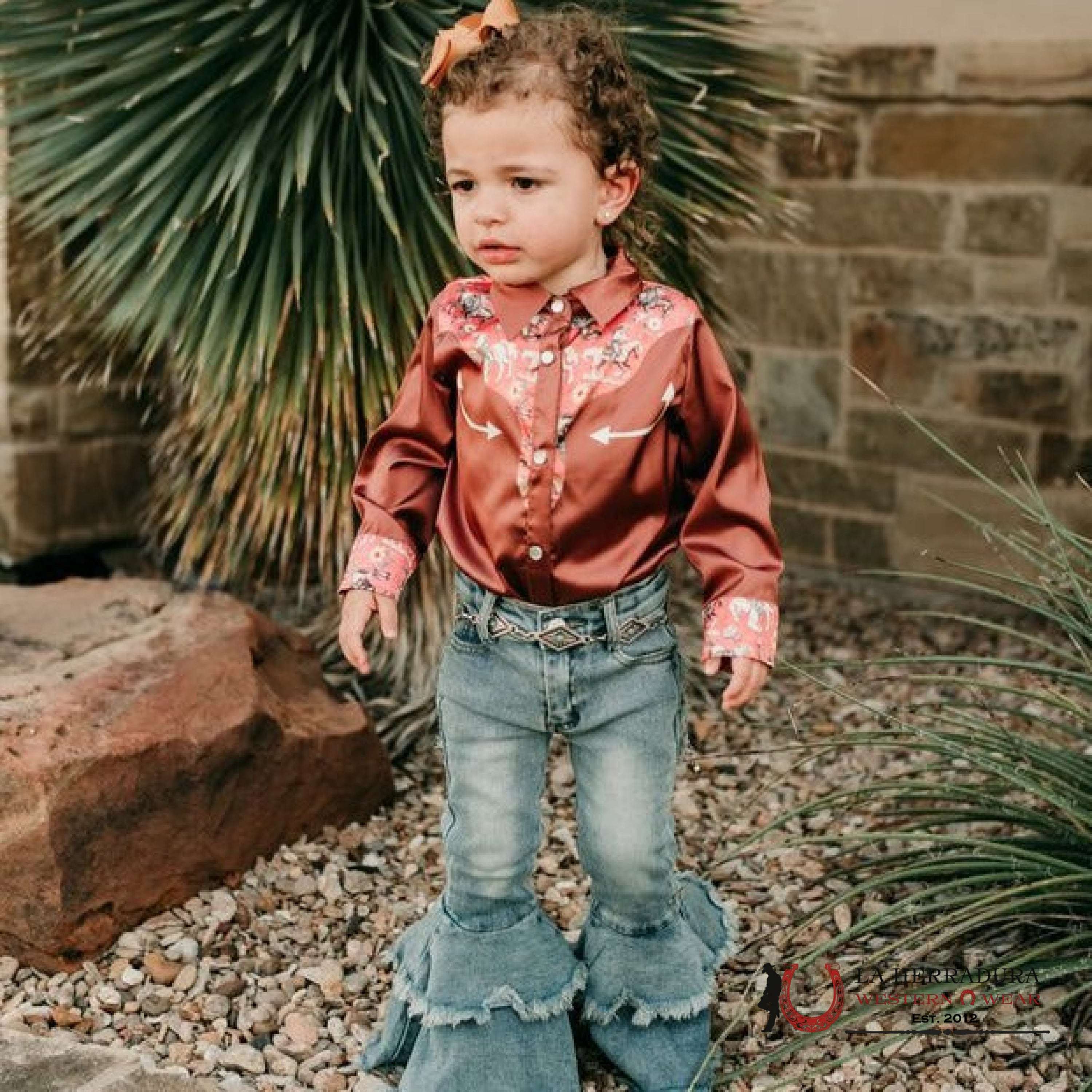 Shea Baby Brown Vintage Pearl Snap Shirt Toddler (2T-5T) Niños