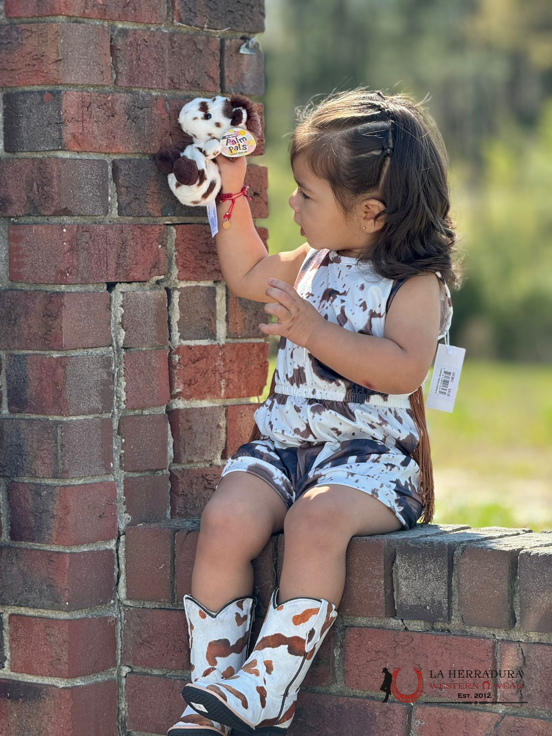 Shea Baby Cowprint Onsie Fringe Brown Niños