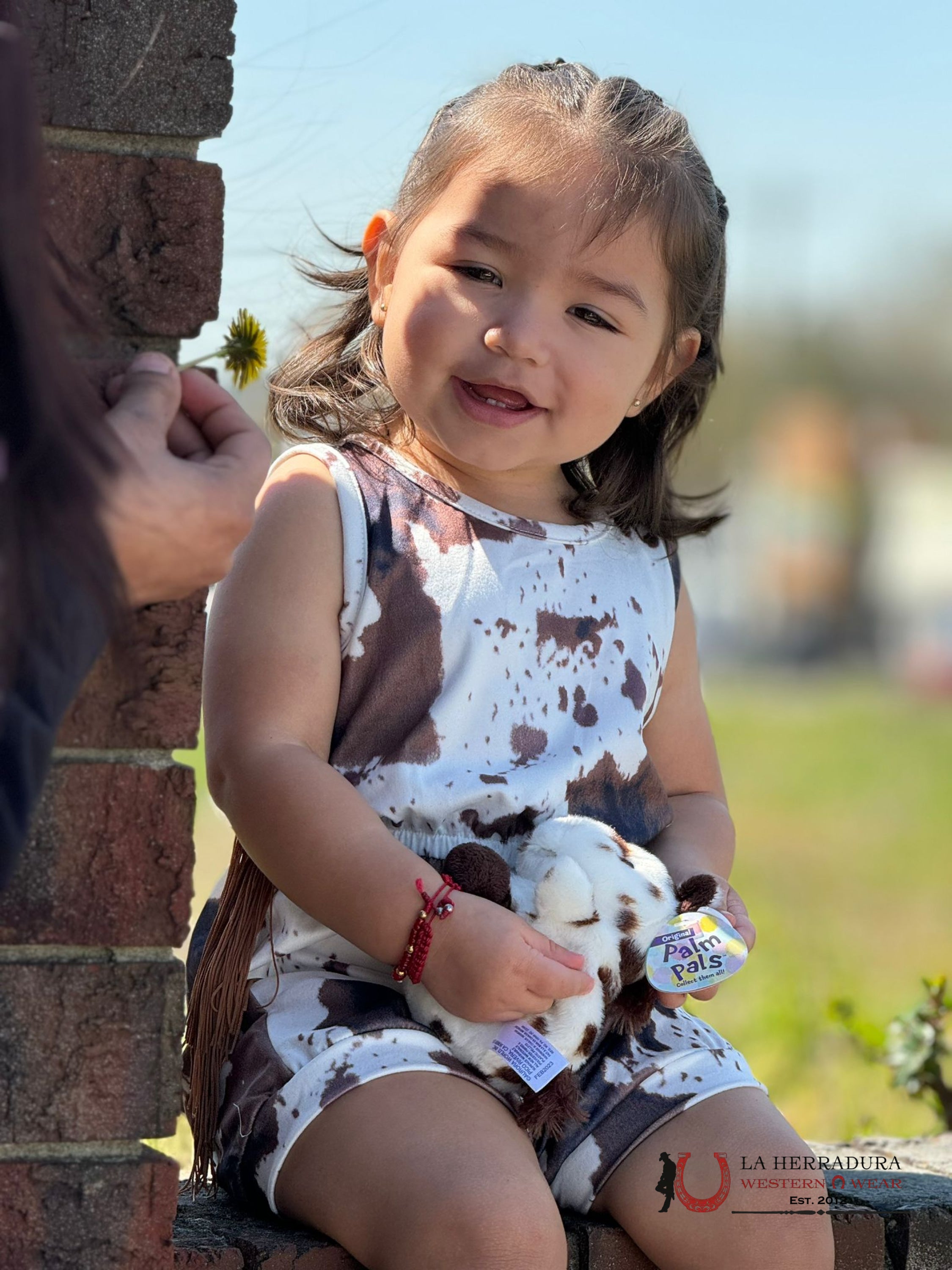 Shea Baby Cowprint Onsie Fringe Brown Niños