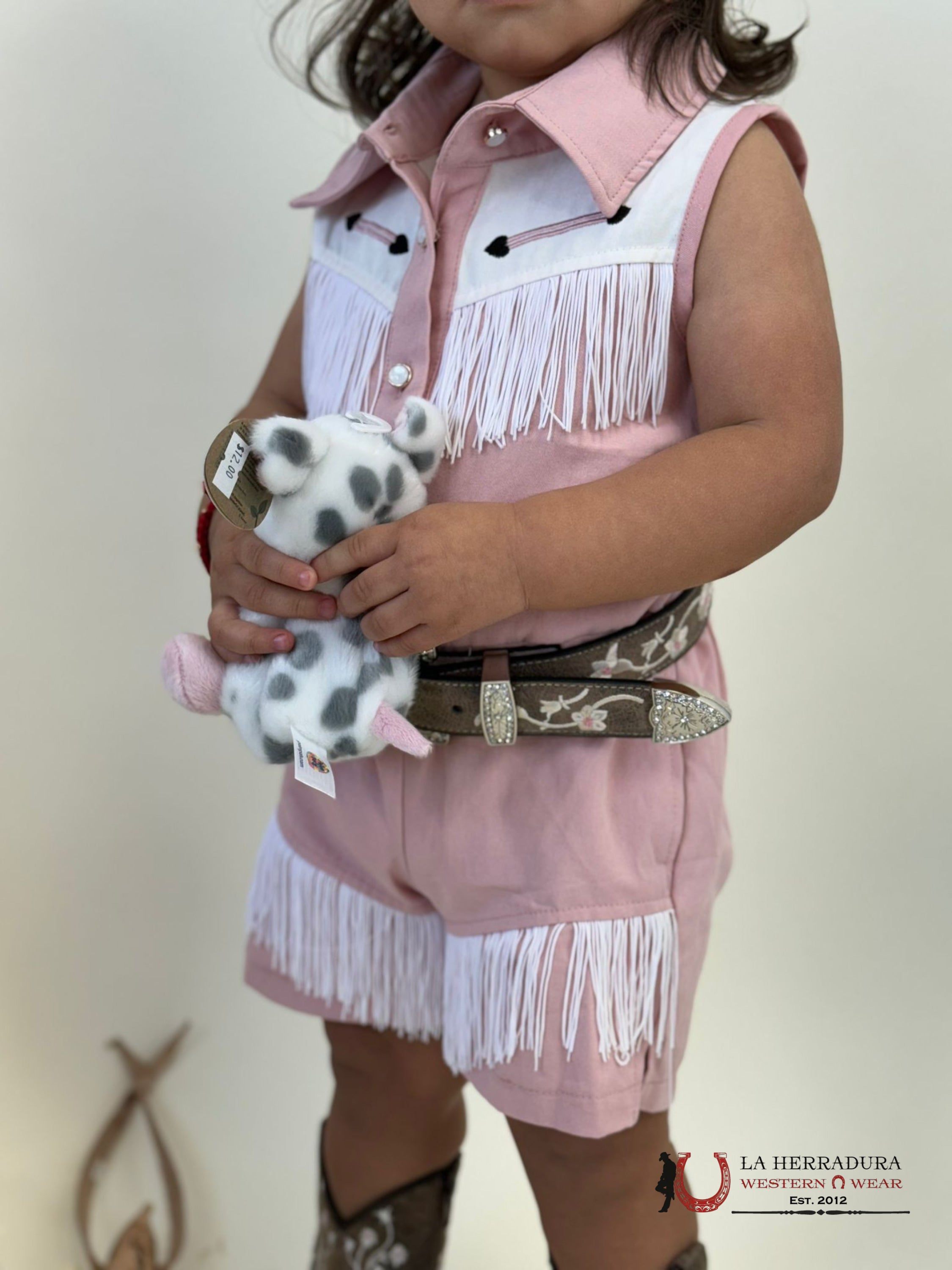 Shea Baby Onesie Pink Fringe Niños