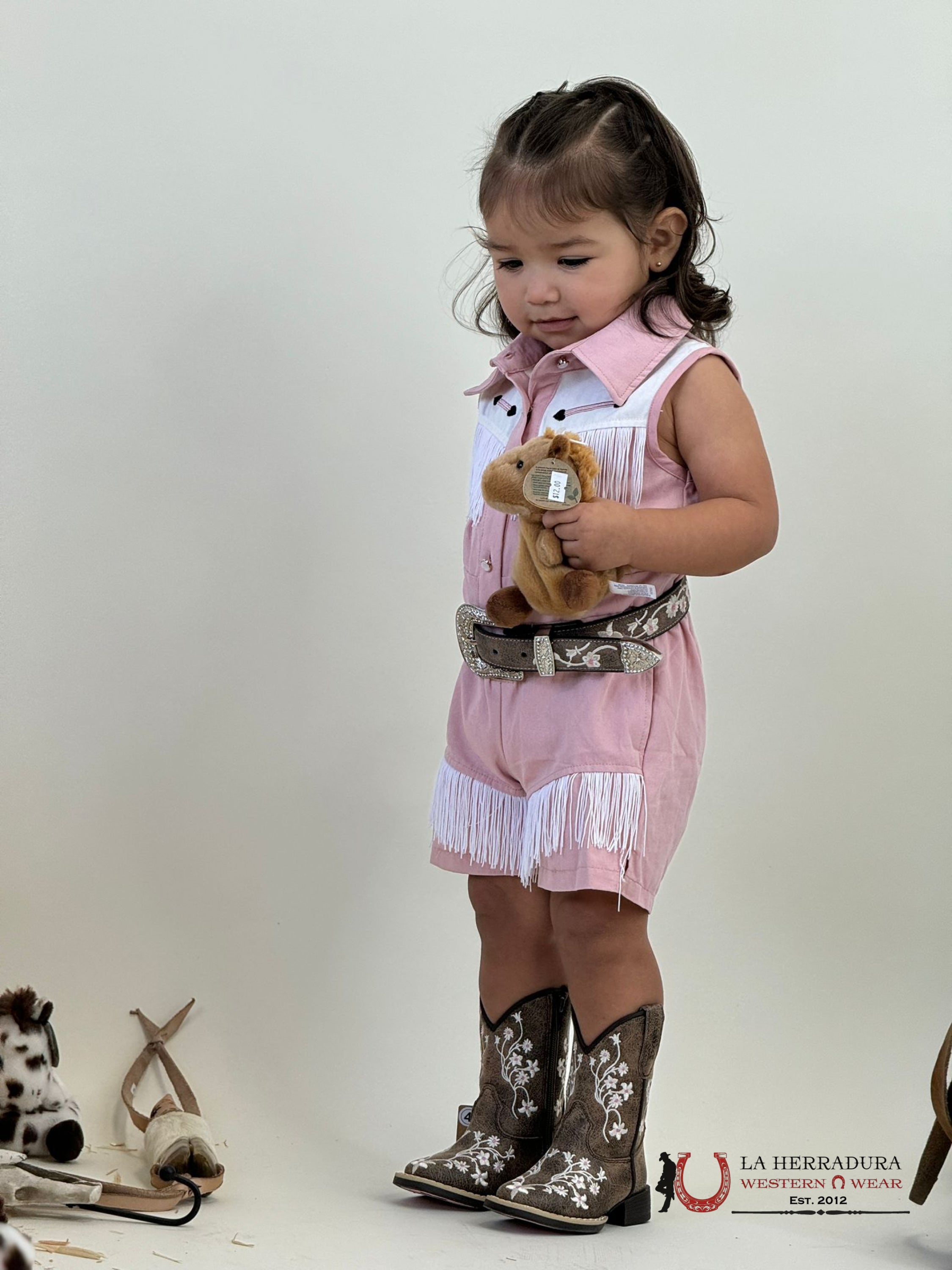 Shea Baby Onesie Pink Fringe Niños