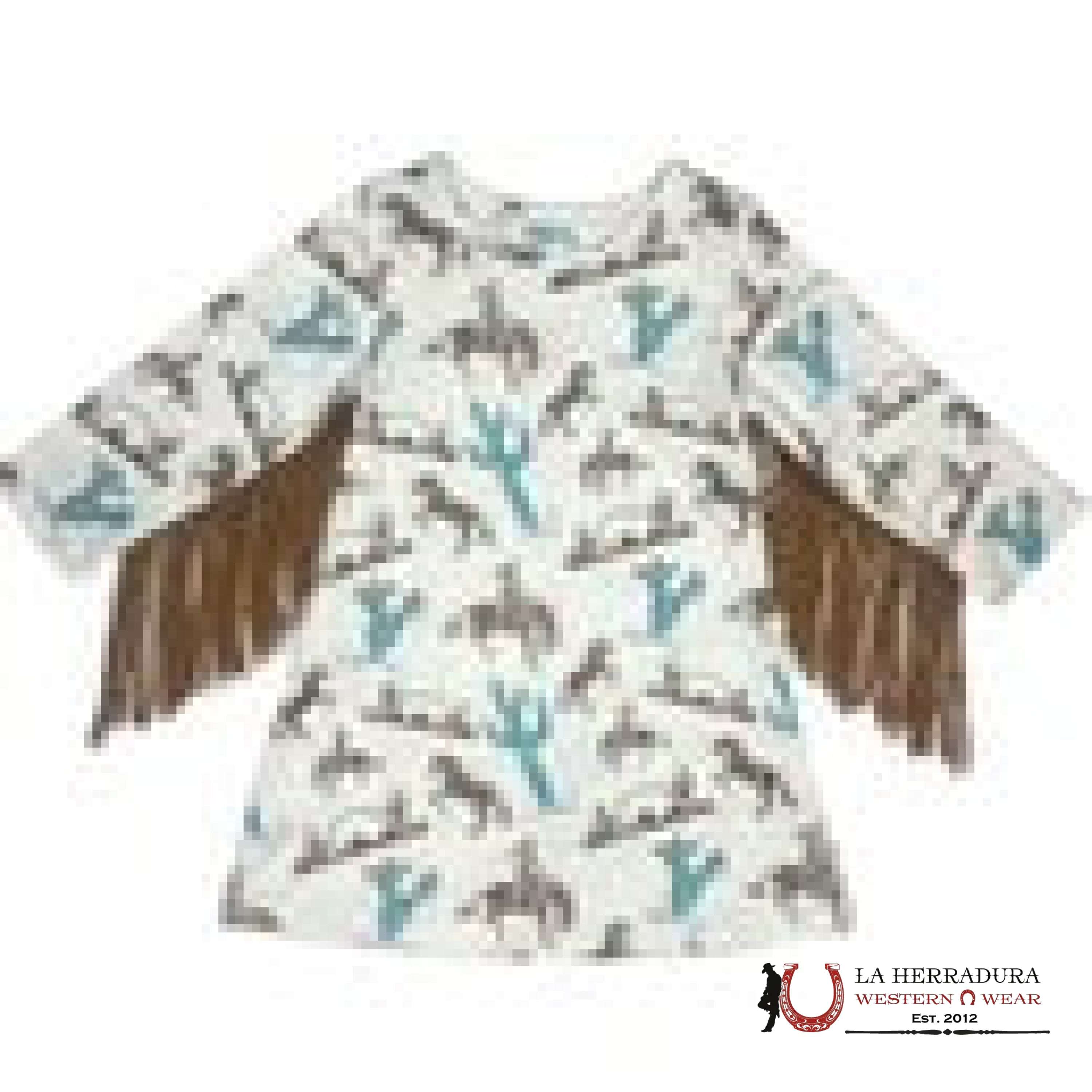 Shea Baby White With Western Print Long Sleeve Dress SDRF27 NIÑOS