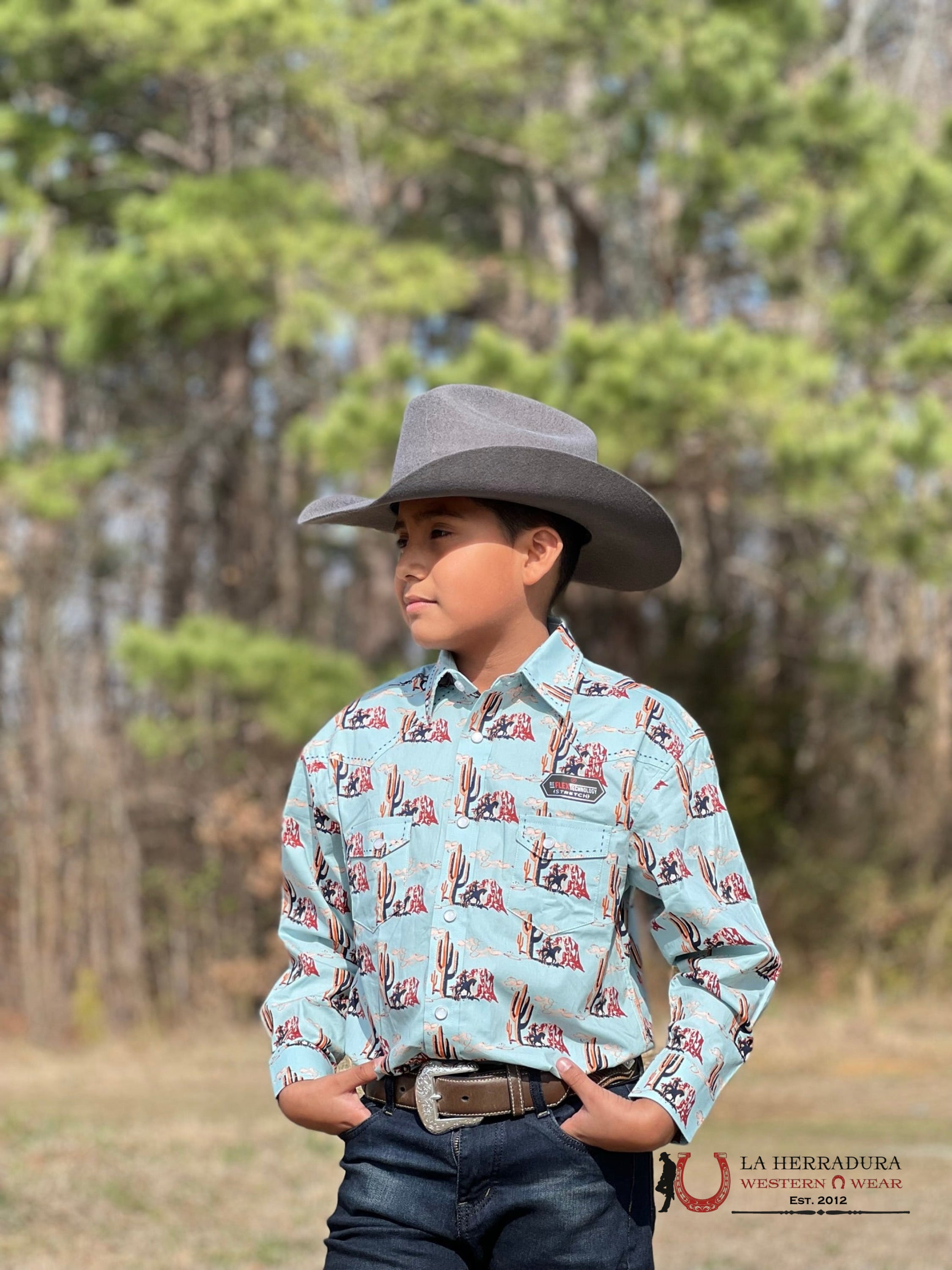 Shirts For Kisd Ariat Aquamarine Cactus Niños