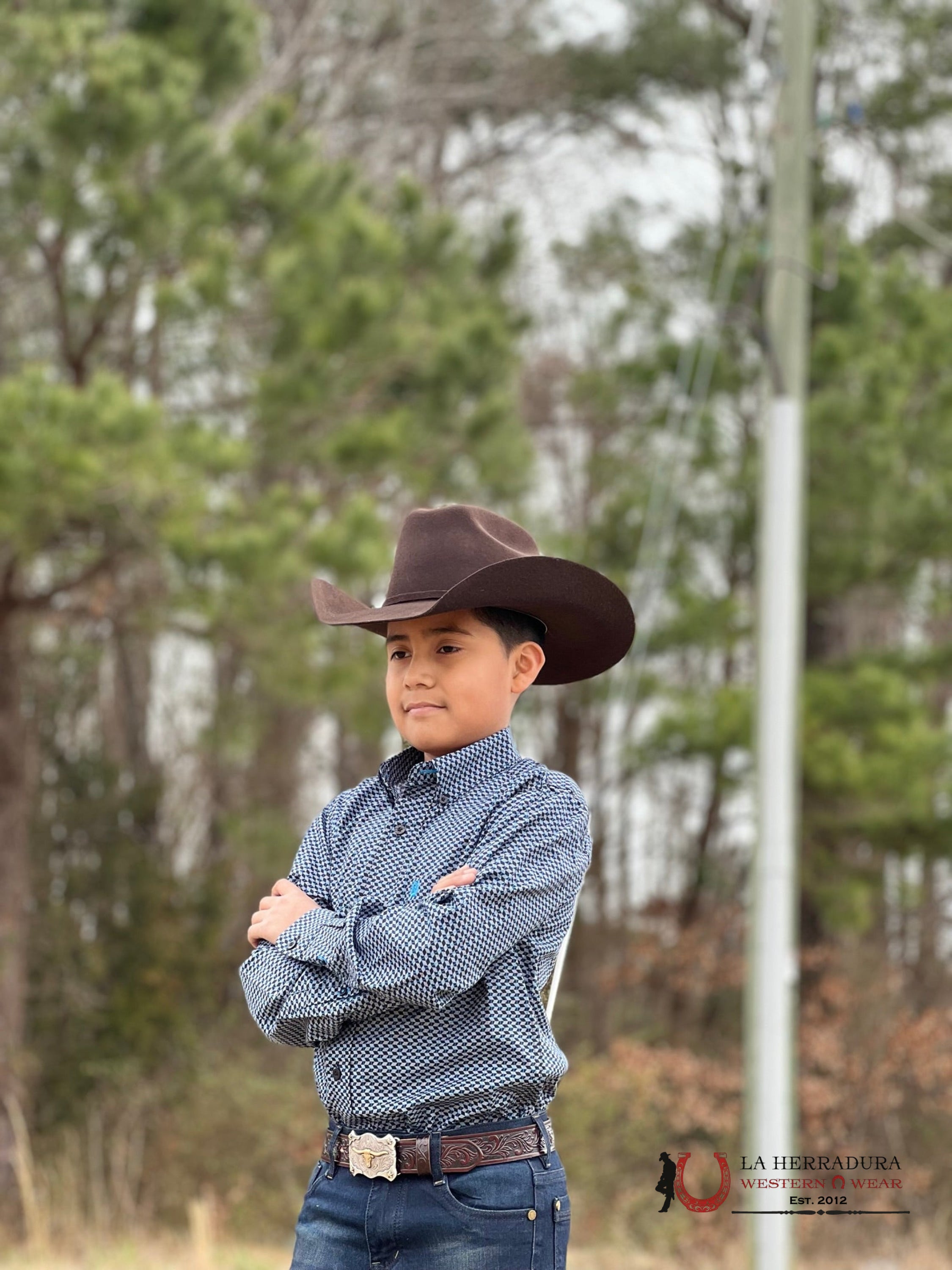 Shirts For Kisd Cicnh Azul Estampado Cuadrado 259 Niños