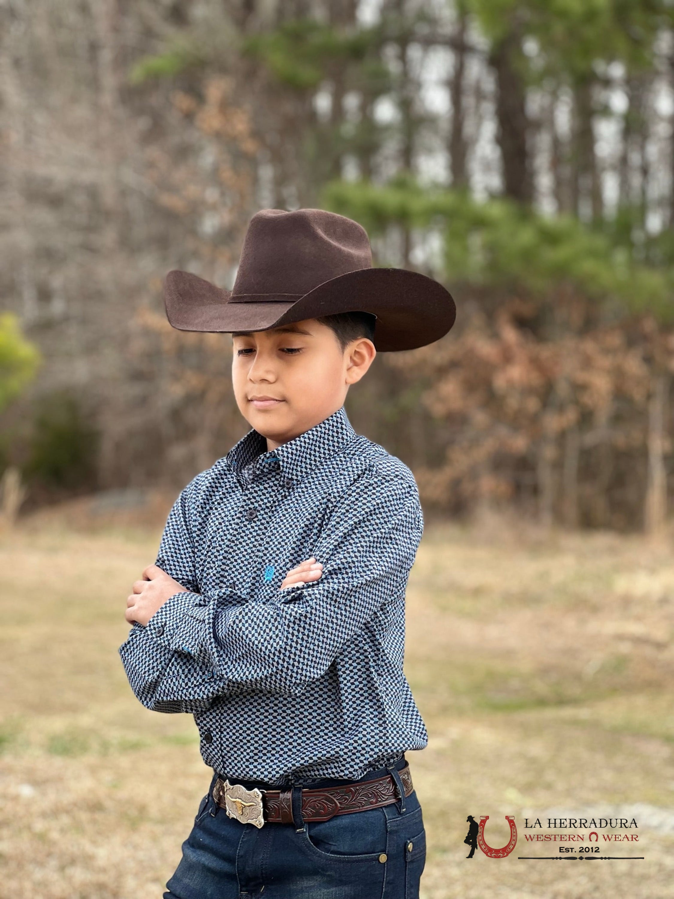 Shirts For Kisd Cicnh Azul Estampado Cuadrado 259 Niños