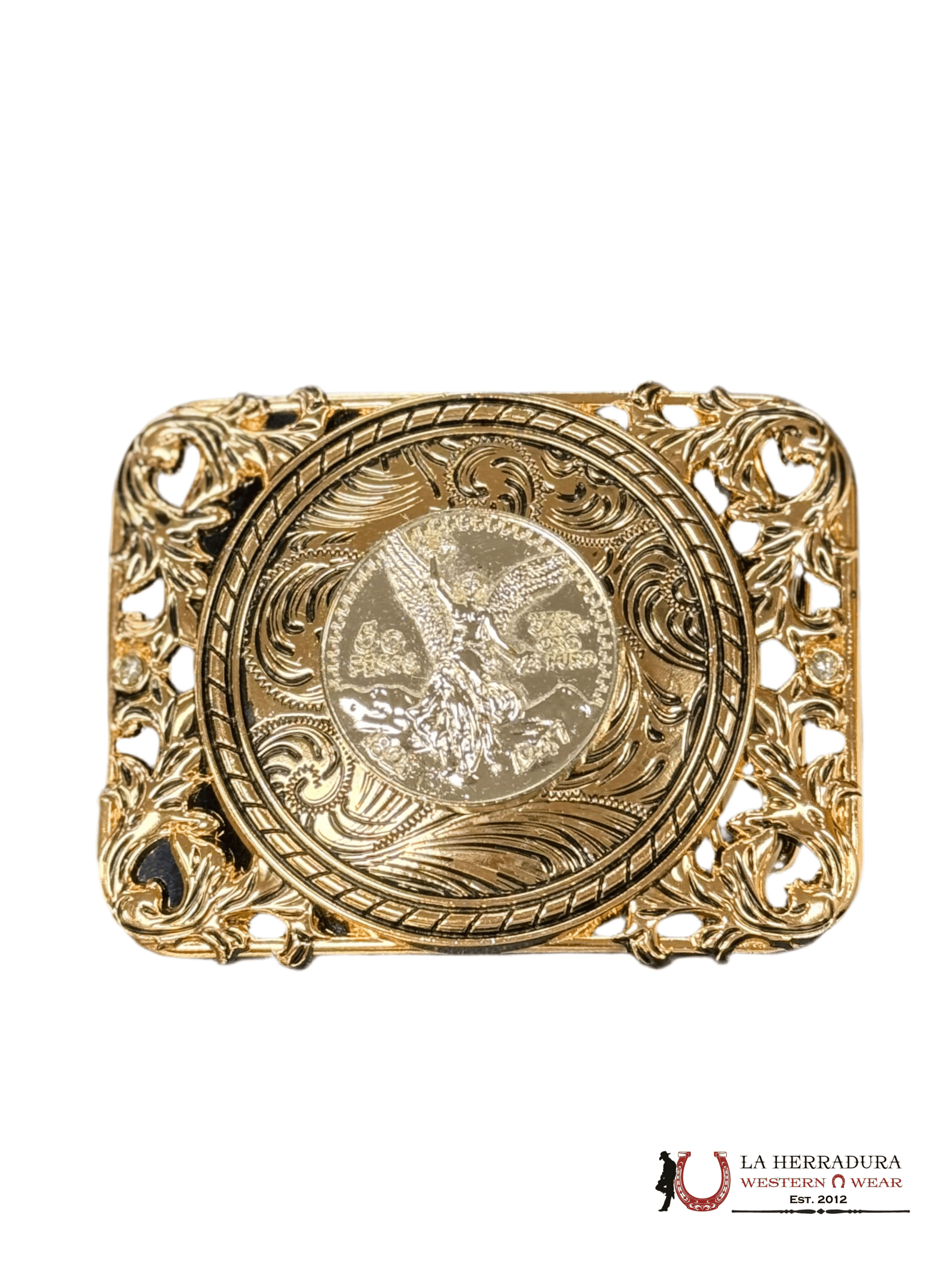 SILVER 50 PESOS ALL GOLD SQUARE BUCKLE ACCESORIOS