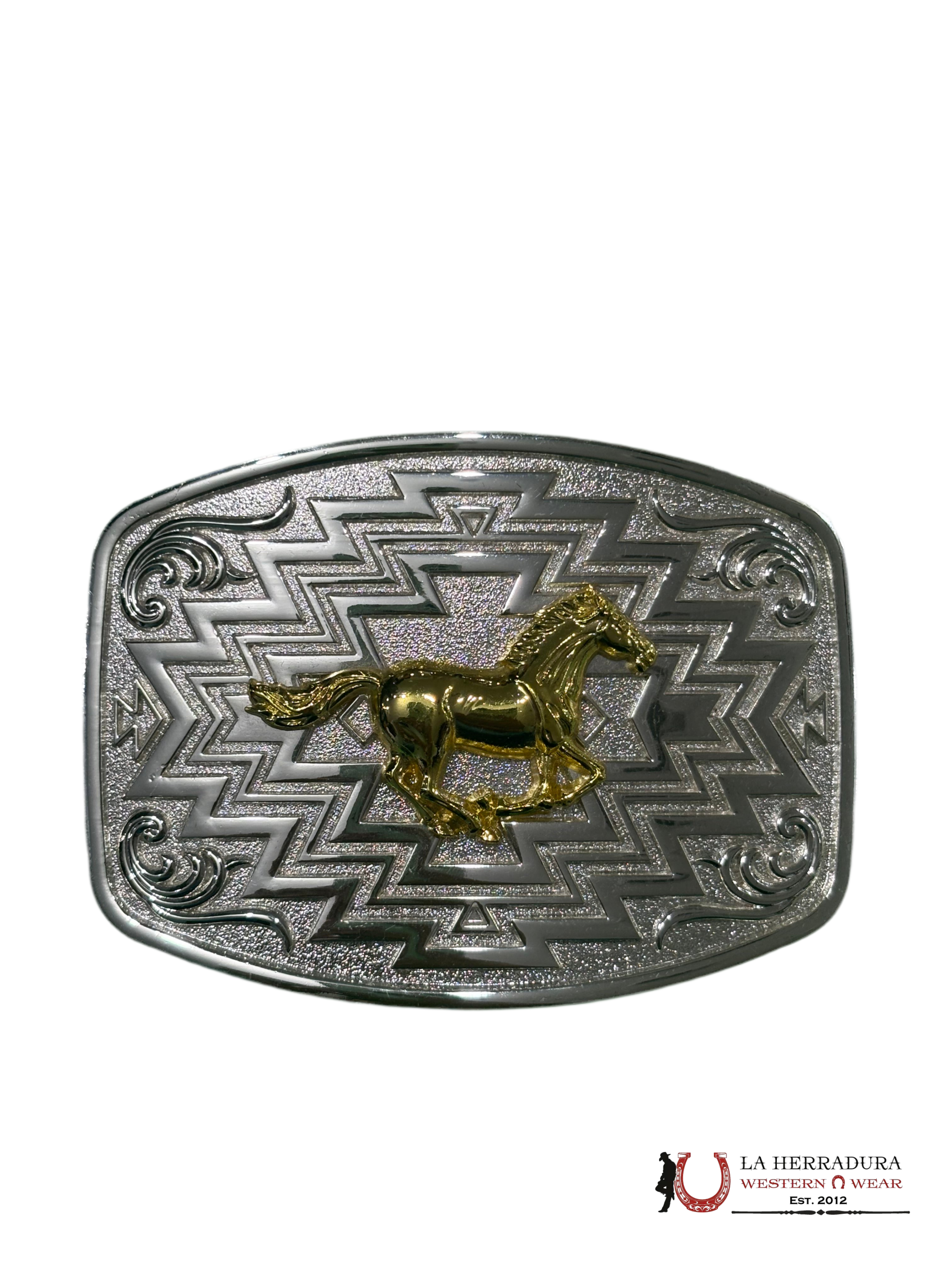 SILVER GOLD HORSE SQUARE BUCKLE ACCESORIOS