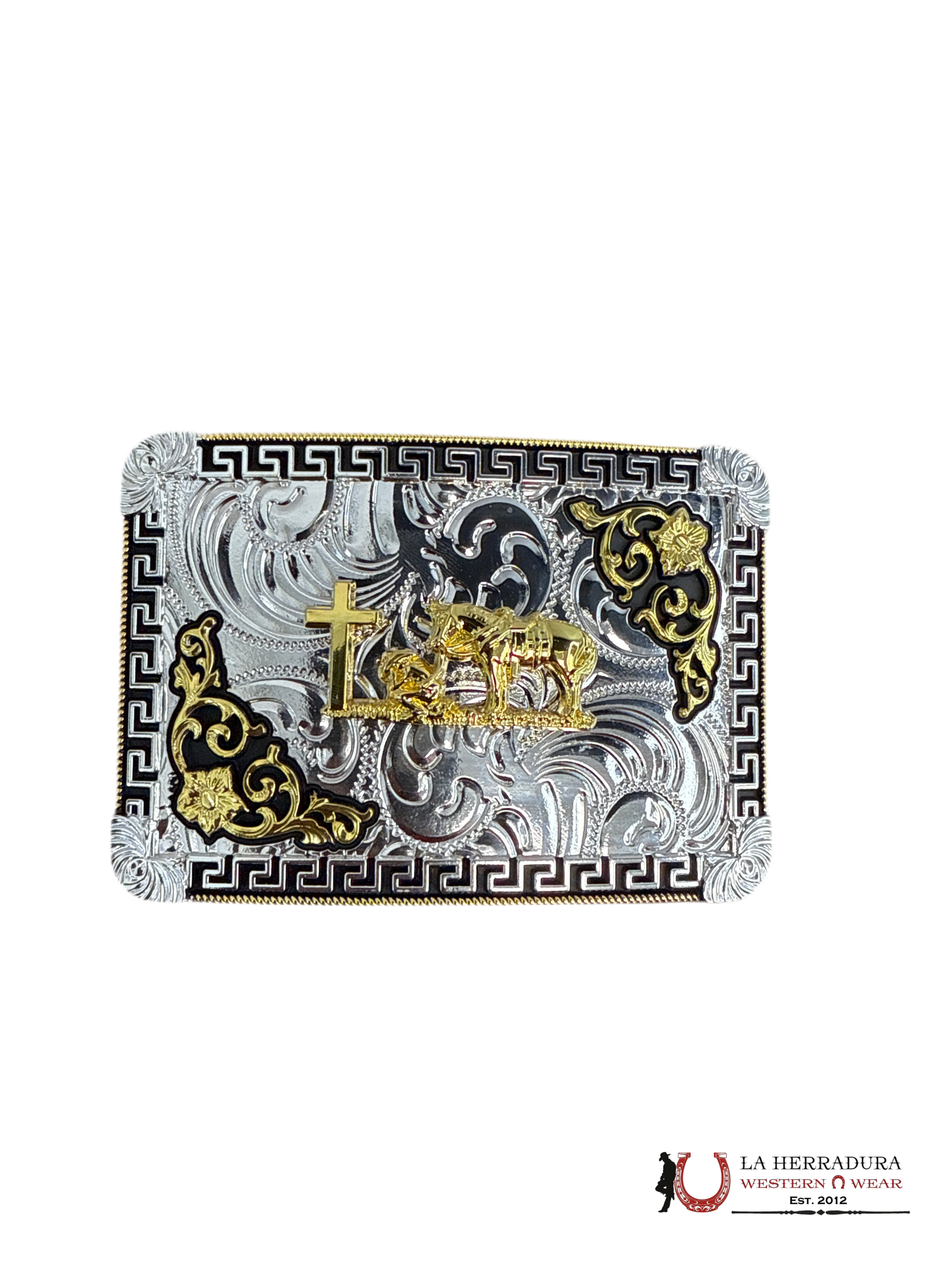 SILVER & GOLD JINETE SQUARE BUCKLE 18 ACCESORIOS