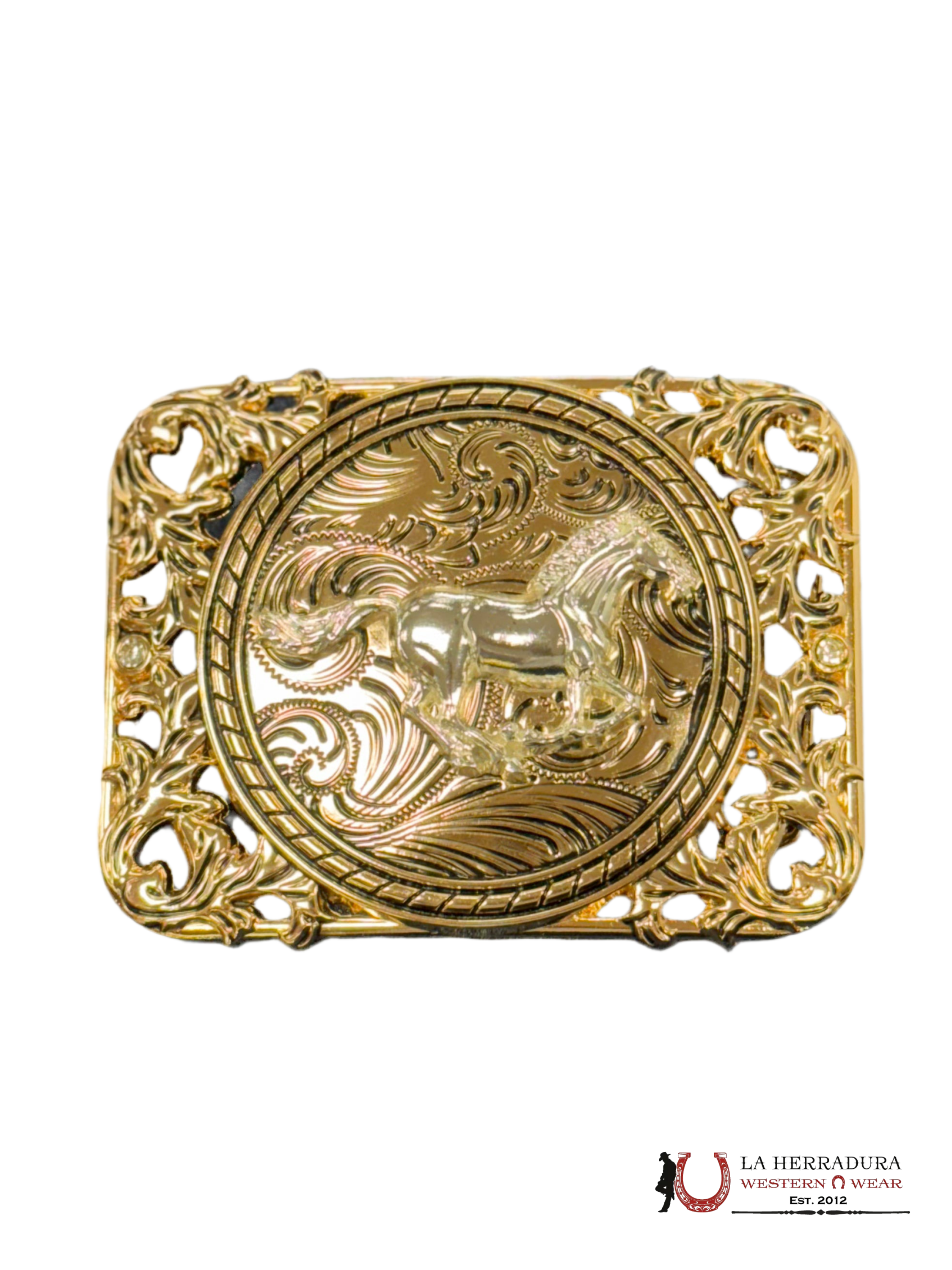 SILVER HORSE RUNNING SQUARE BUCKLE ACCESORIOS