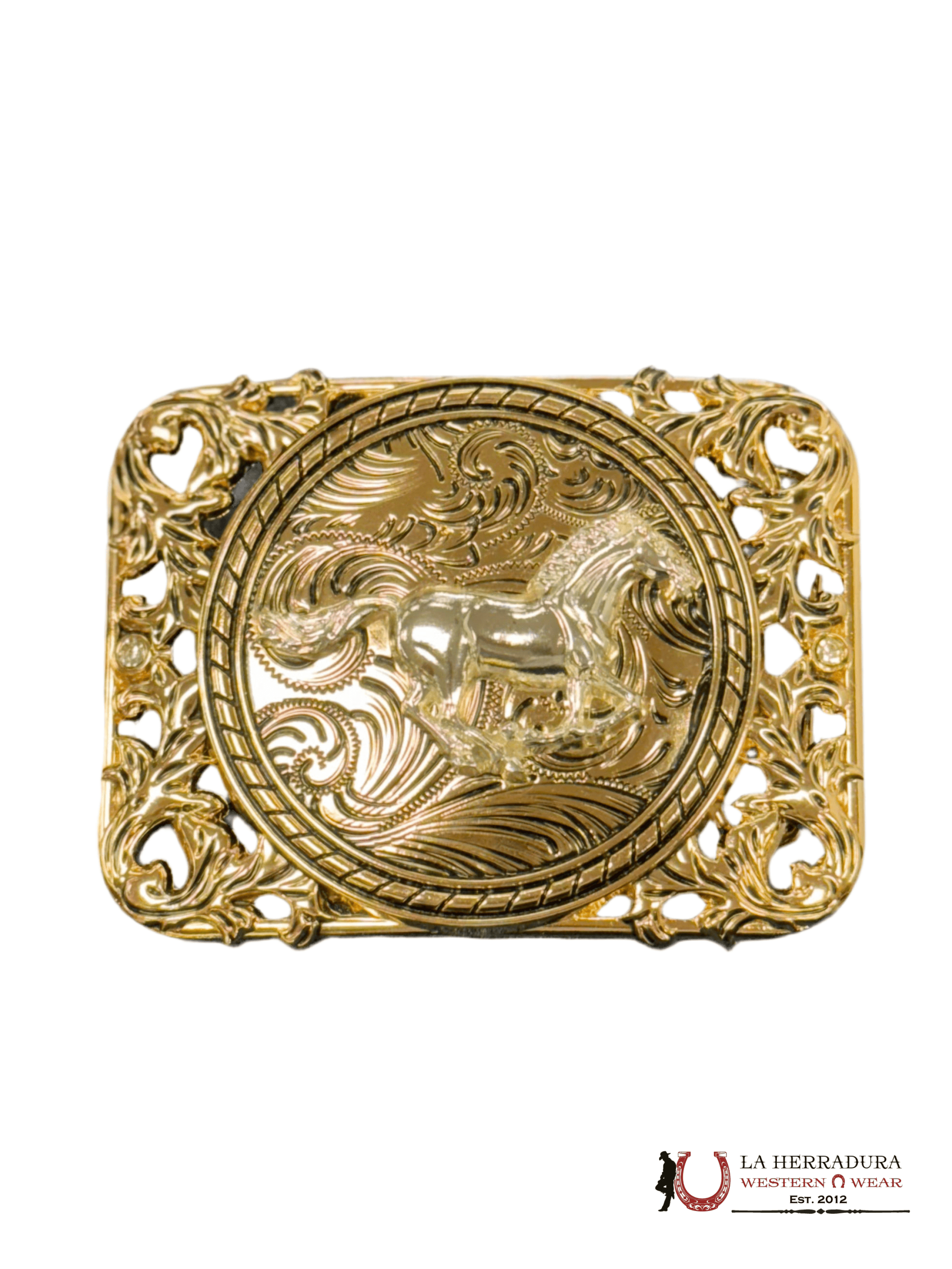 SILVER HORSE RUNNING SQUARE BUCKLE ACCESORIOS