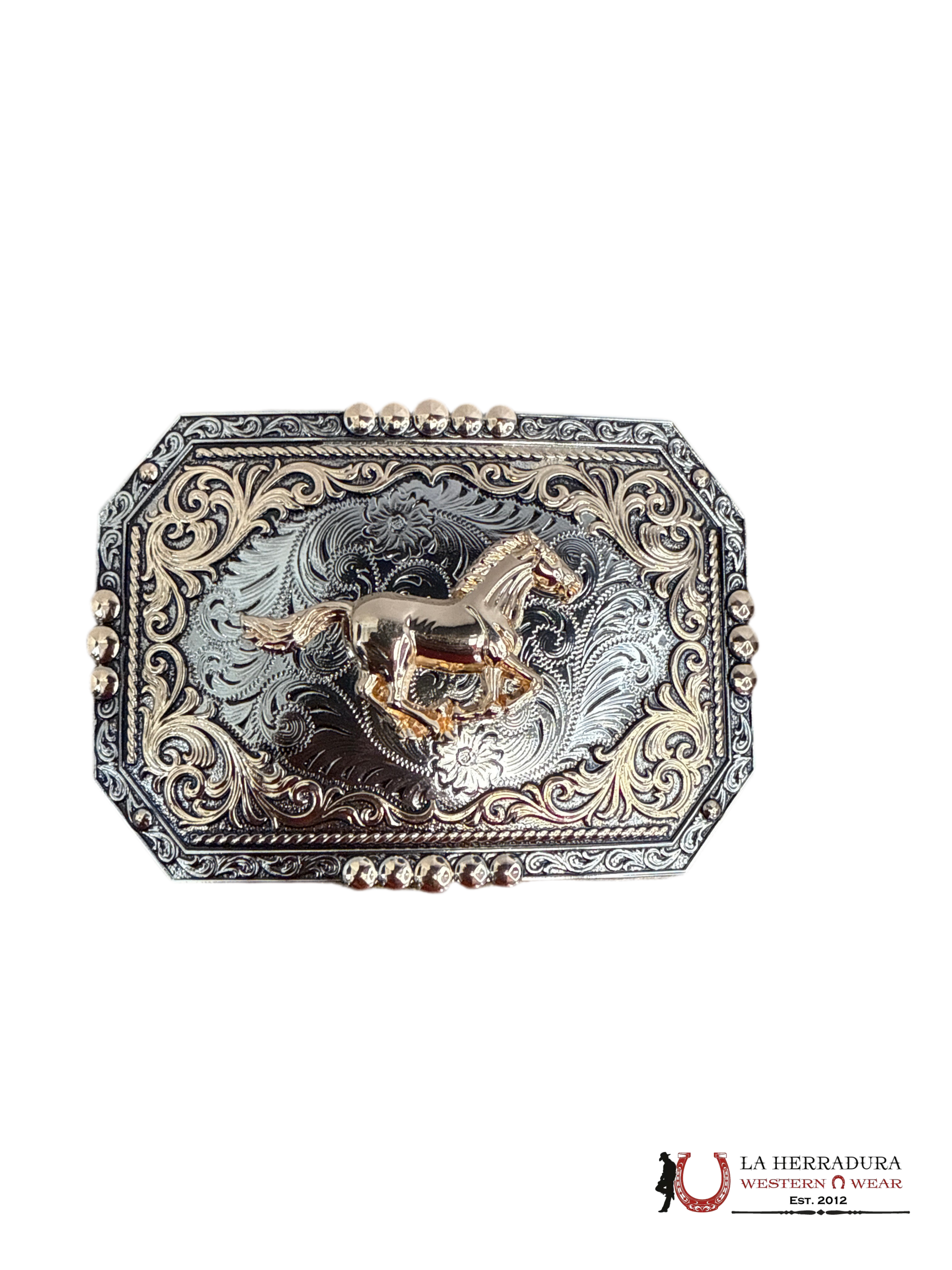 SILVER ROSE GOLD HORSE SQUARE BUCKLE ACCESORIOS