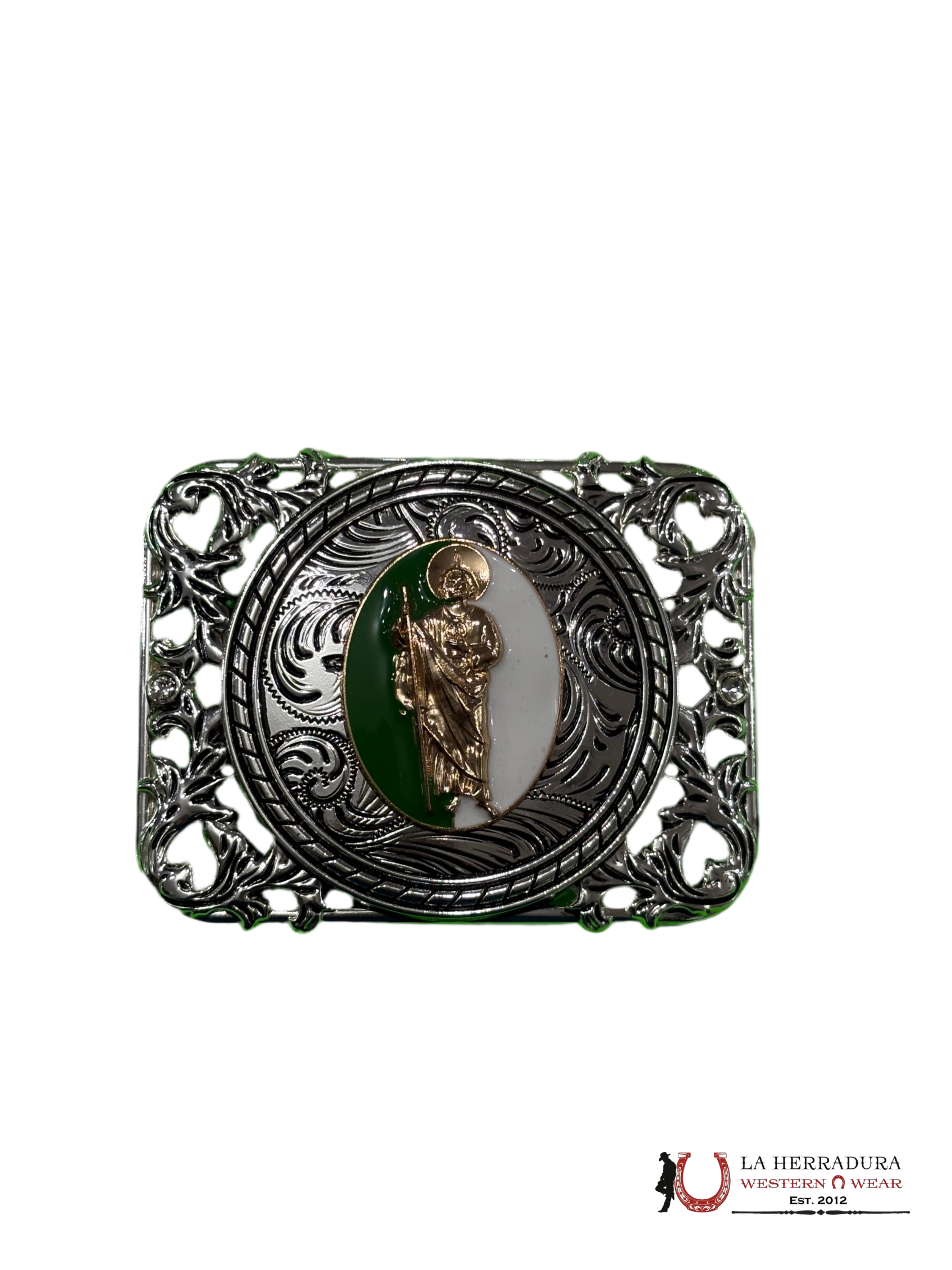 SILVER SAN JUDAS ROUND EDGE SQUARE BUCKLE ACCESORIOS