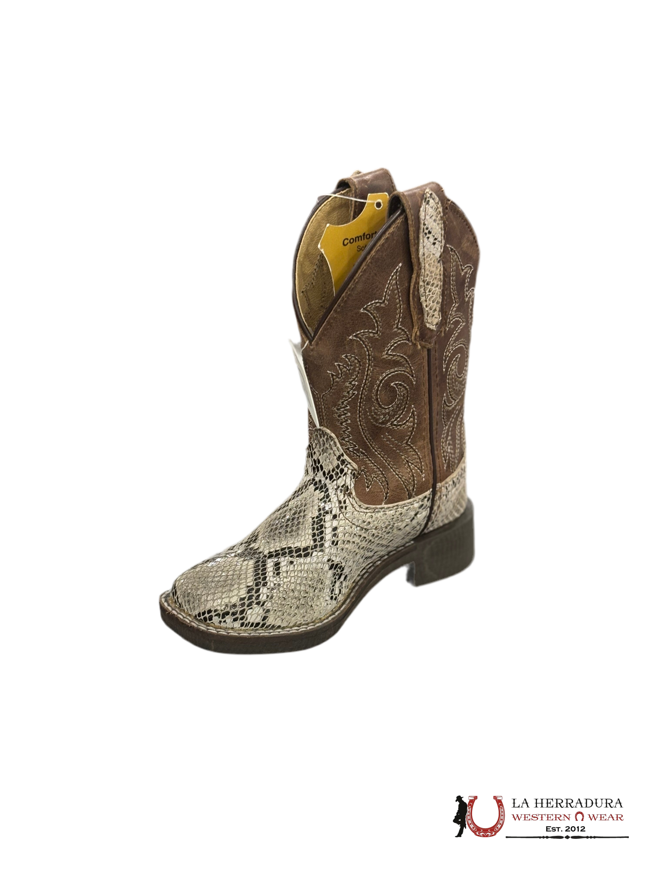 Smoky Mountain Boots Diamondback 3125 C White/Brown Waxed Distress NIÑOS