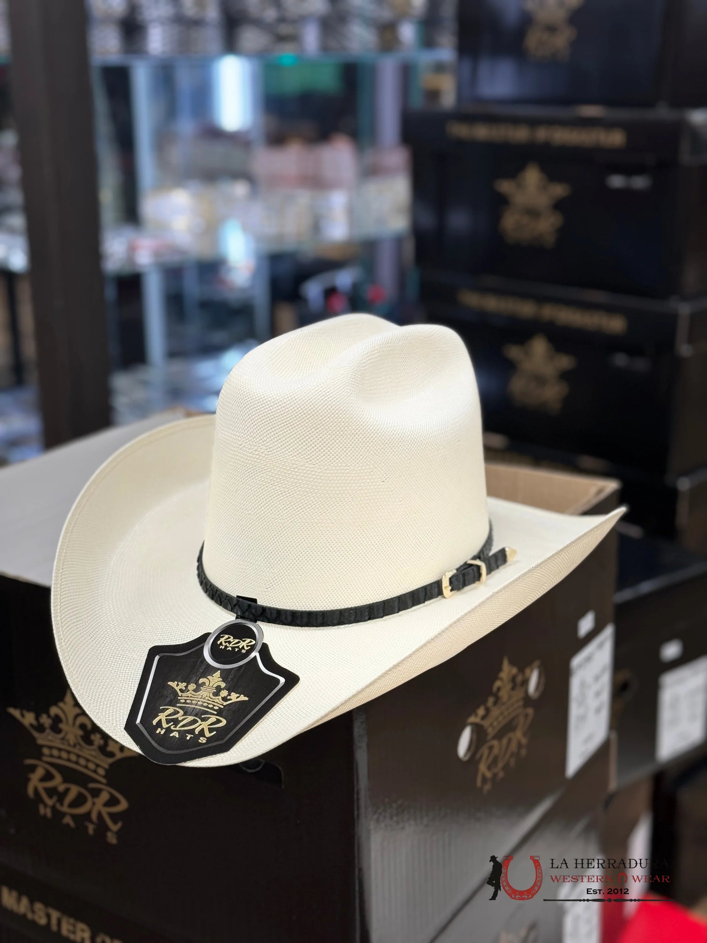 Sombrero Rdr 100X Premium Copa Alta Natural 3 3/4 Estiko Julion Alvarez Tejana