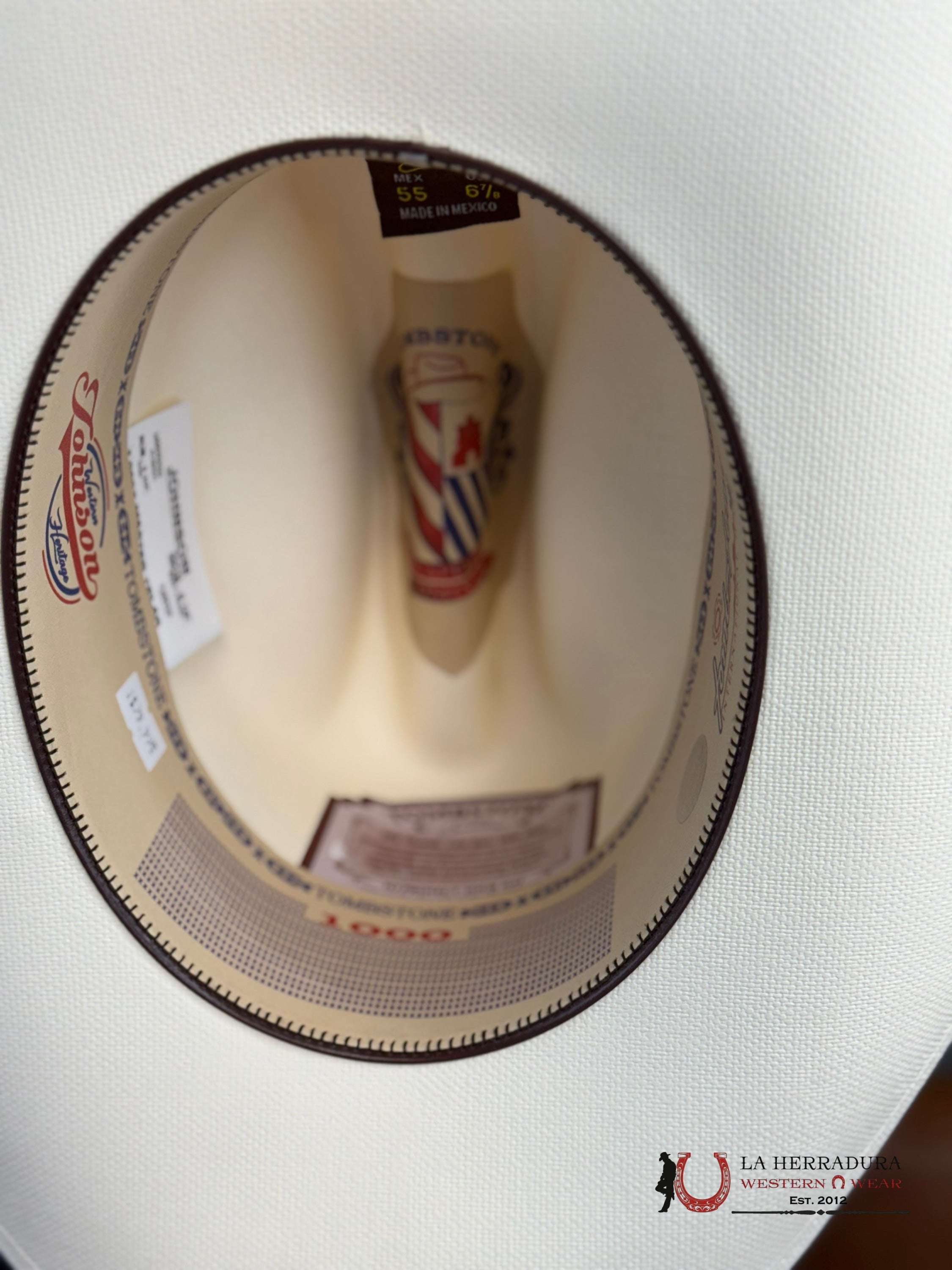 SOMBRERO TOMBSTONE 1000x MASTER TELAR JOHNSON TOQUILLA BLANCA TEJANA