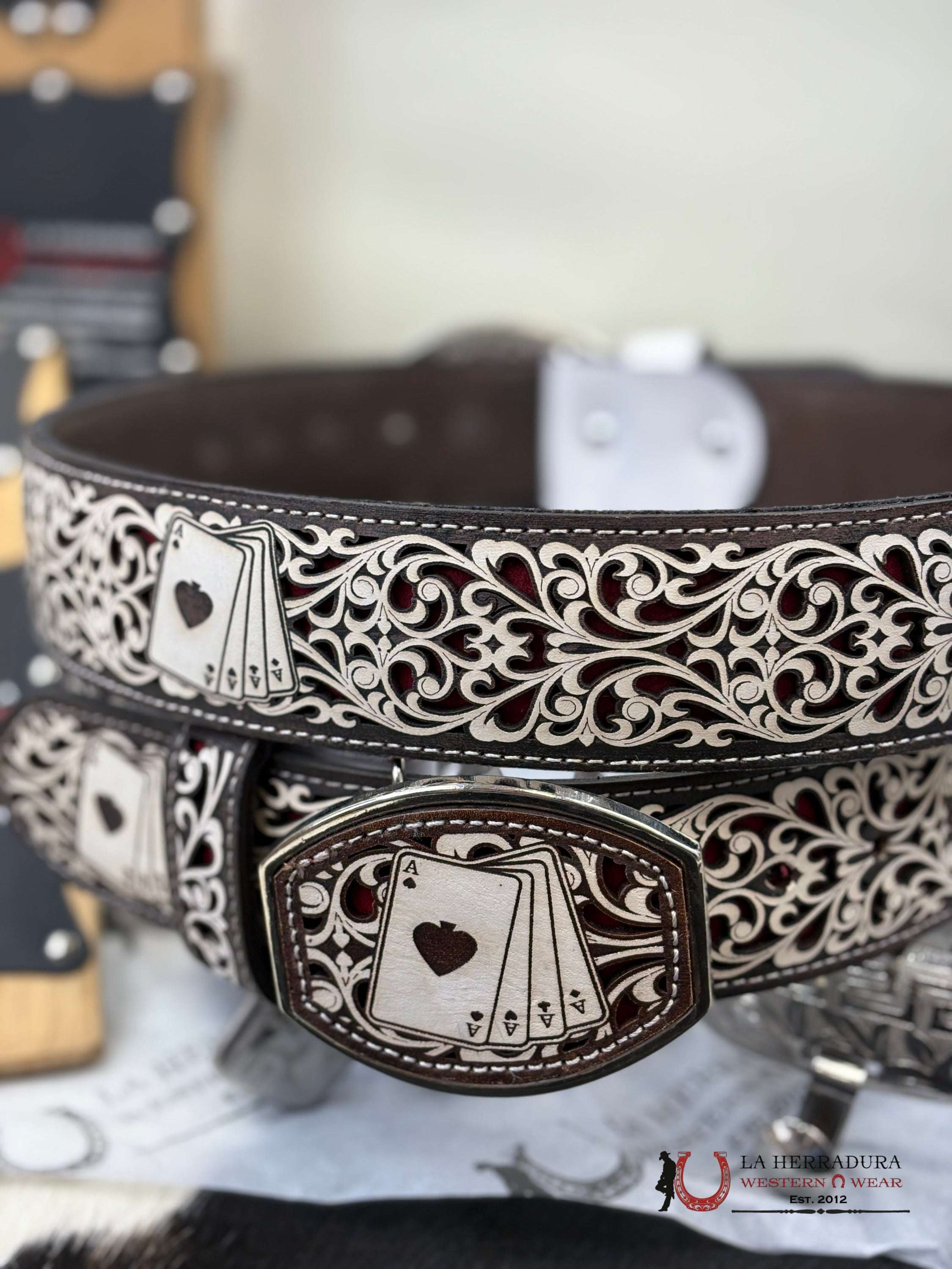 Spade Card 2 Inc Belt Wihte/Red Cinturones Hombres