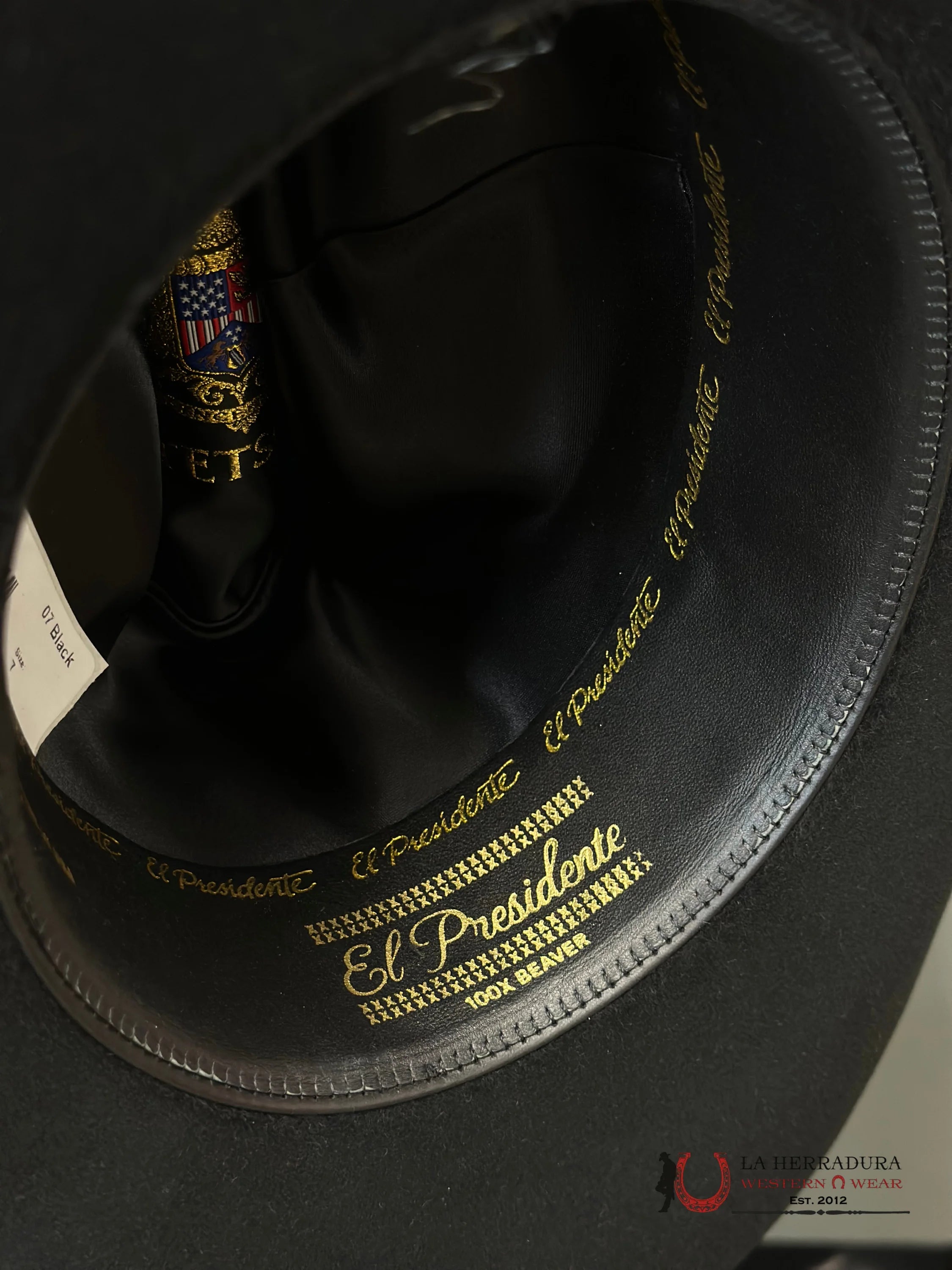 Stetson Cowboy Hat 100X El Presidente Black Copa Chica Tejana