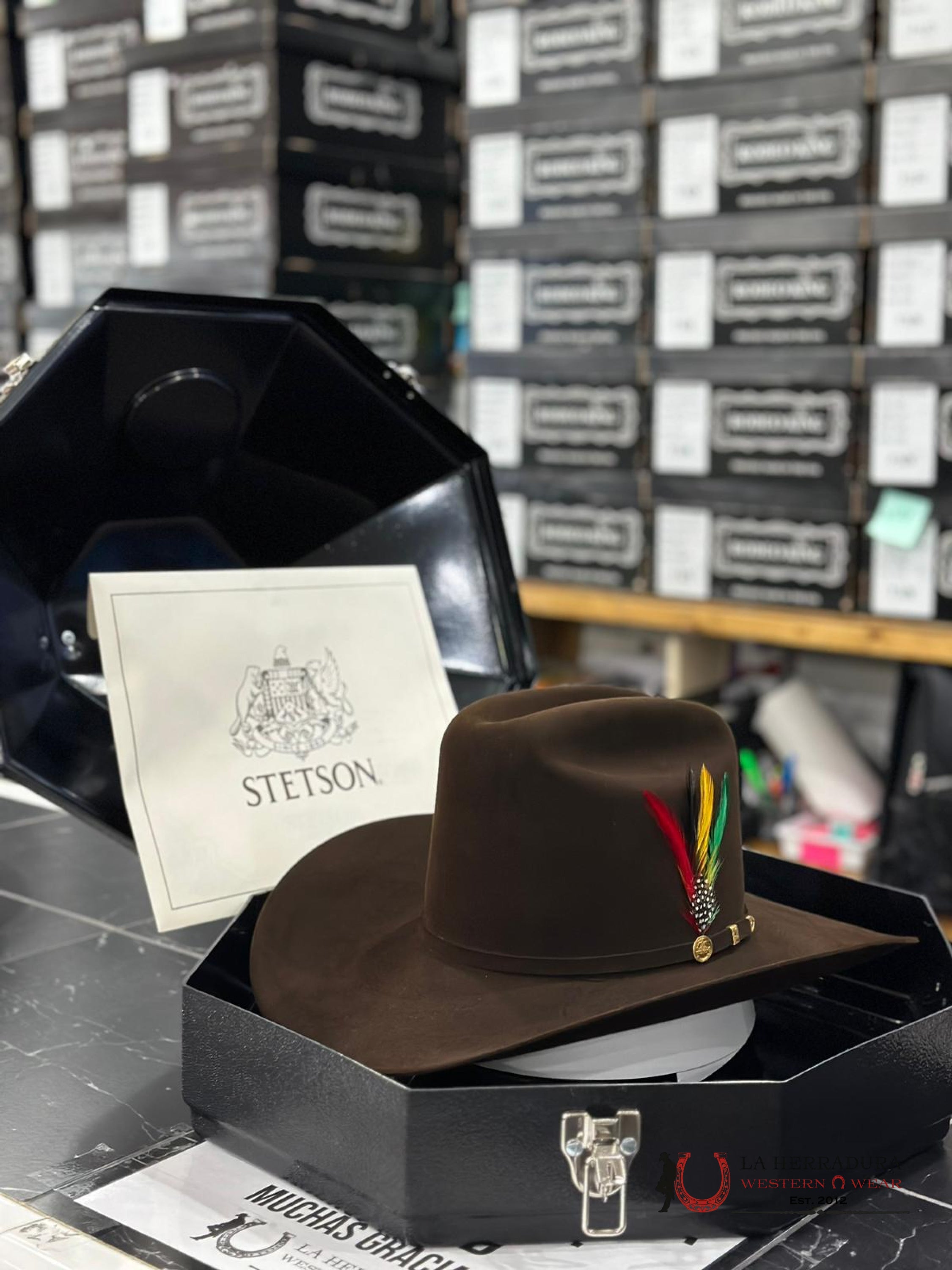 Stetson Cowboy Hat 100X El Presidente Chocolate Copa Alta Tejana