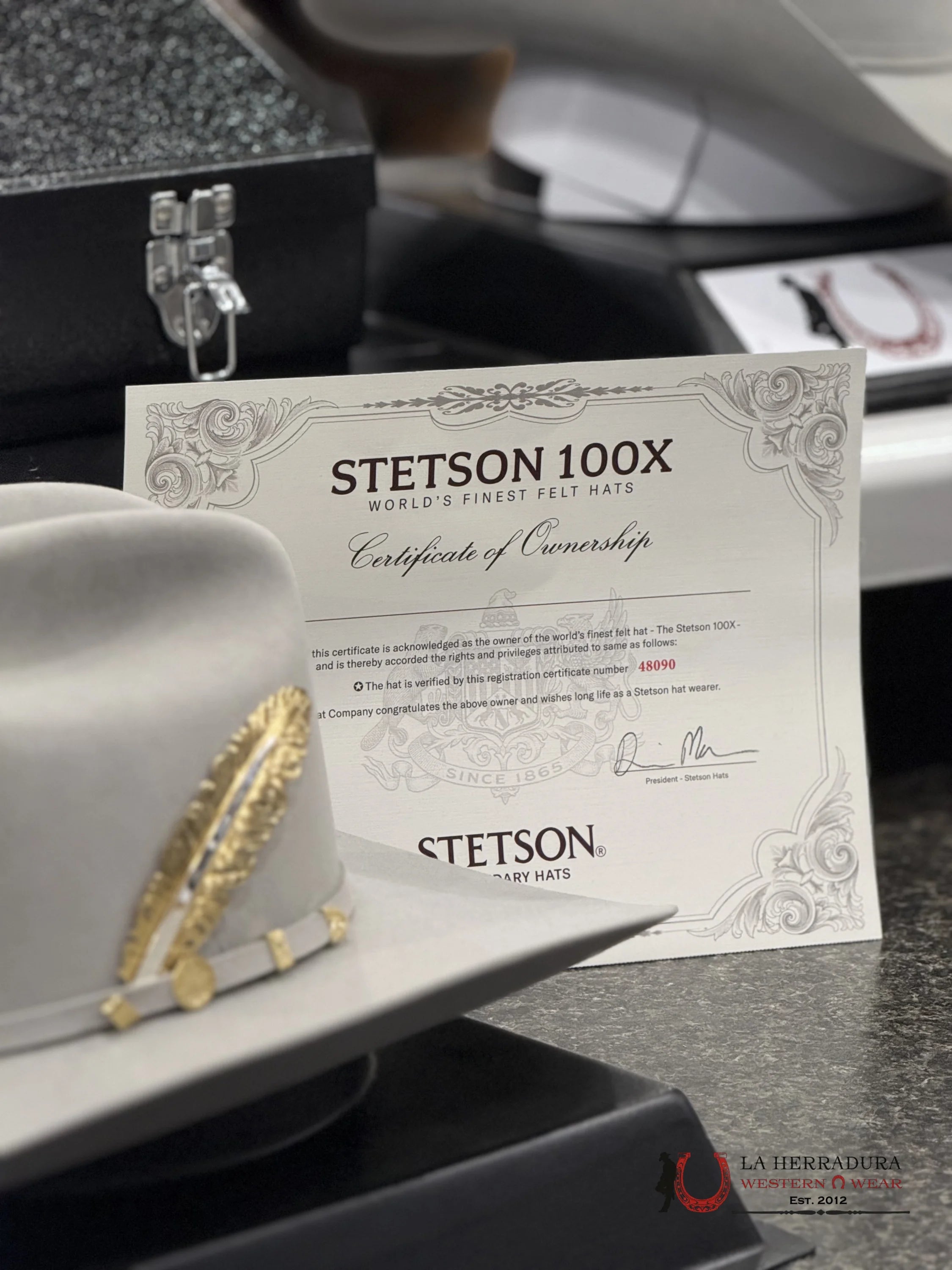 Stetson Cowboy Hat 100X El Presidente Mist Grey Copa Chica Tejana