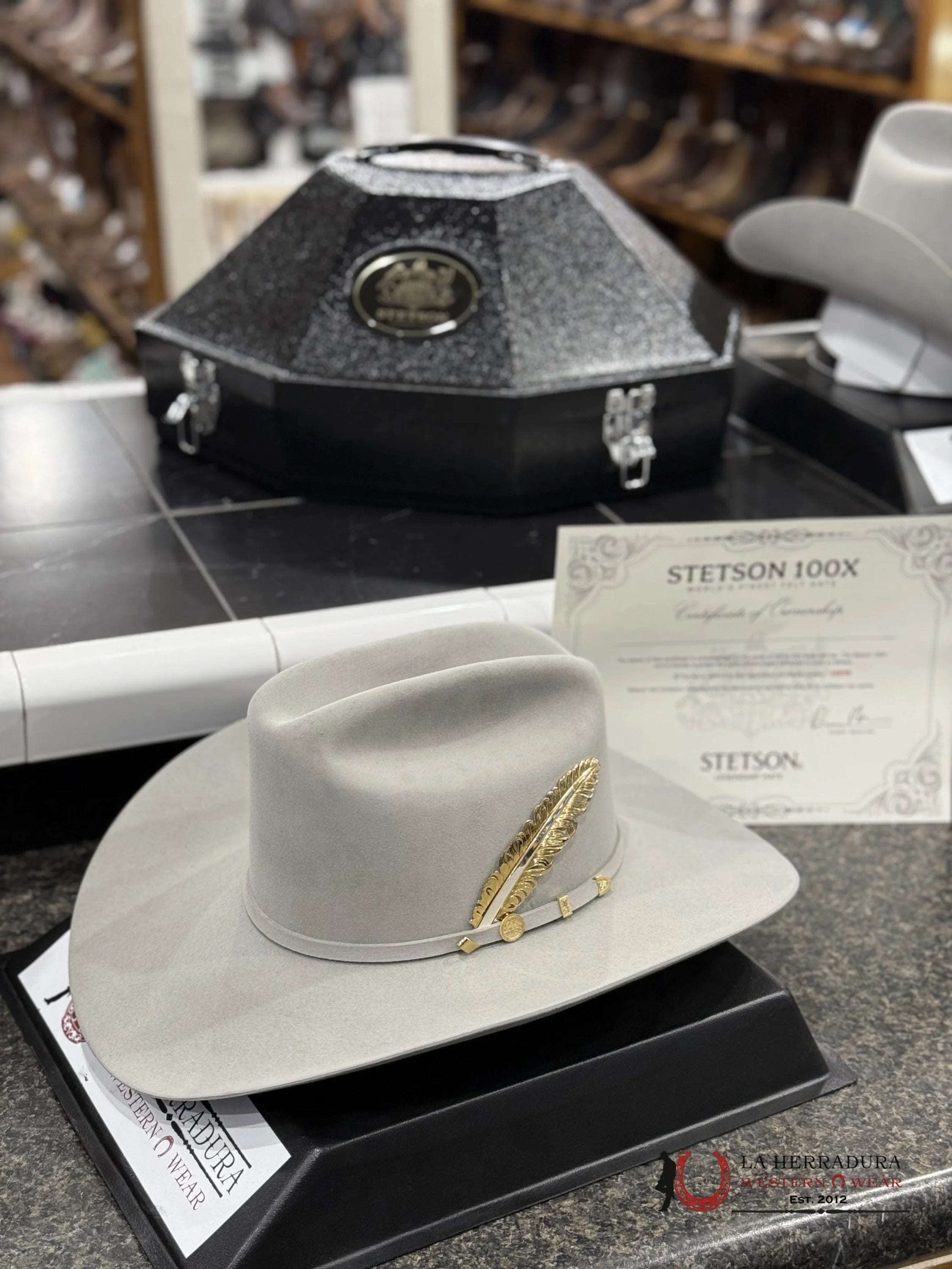 Stetson Cowboy Hat 100X El Presidente Mist Grey Copa Chica Tejana
