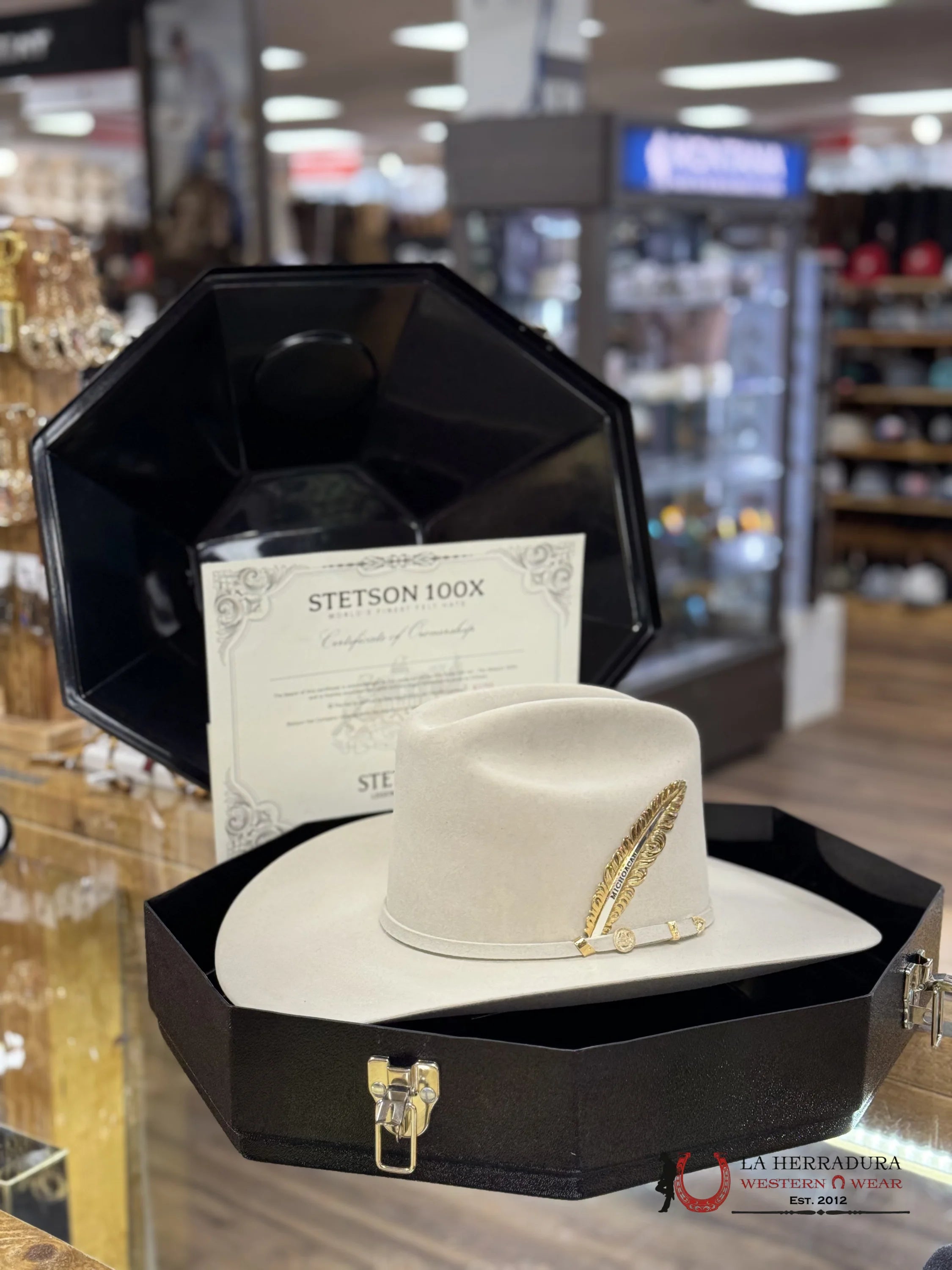 Stetson Cowboy Hat 100X El Presidente Silver Belly Copa Alta Tejana