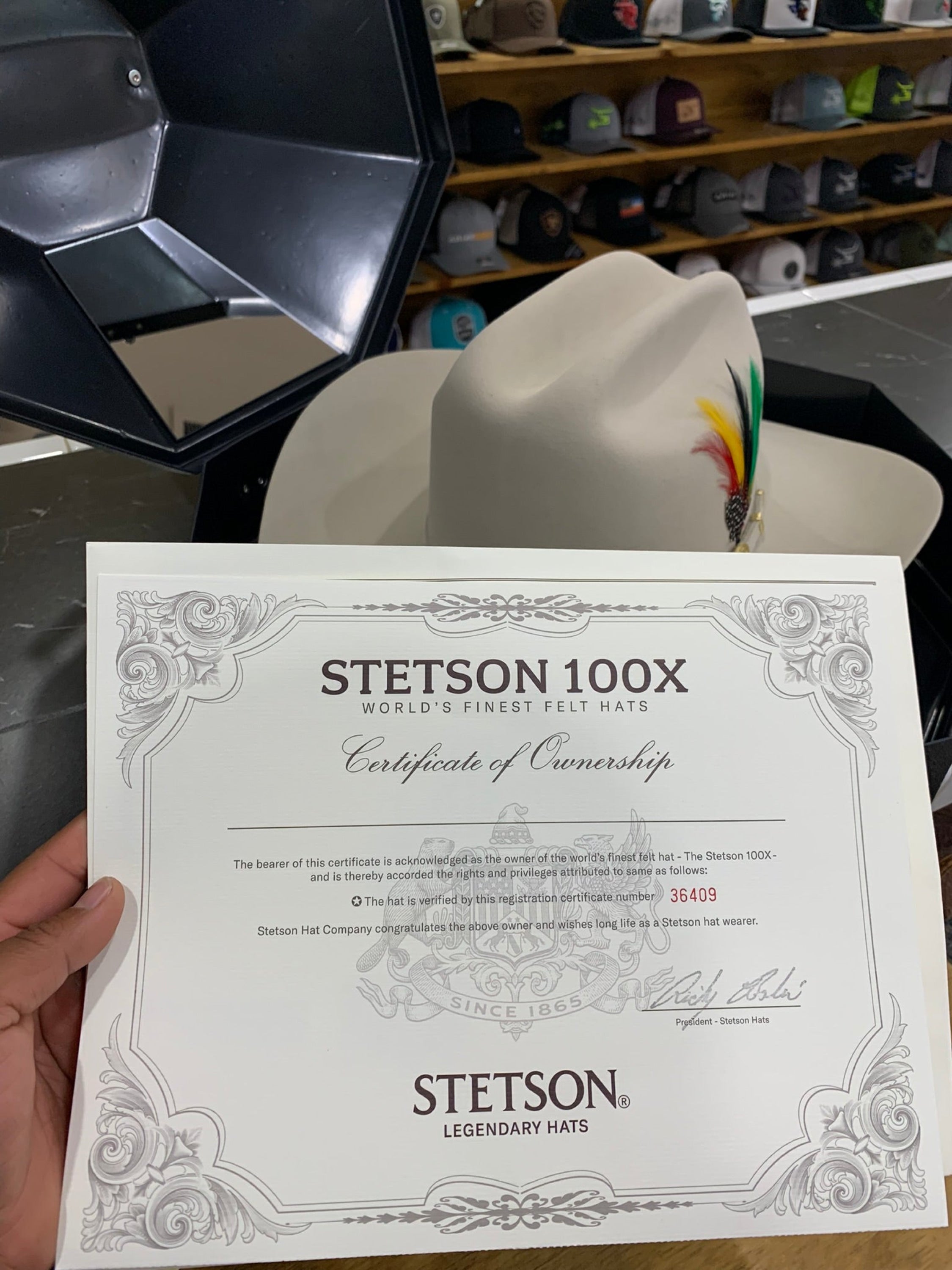 Stetson Cowboy Hat 100X El Presidente Silver Belly Copa Chica Tejana