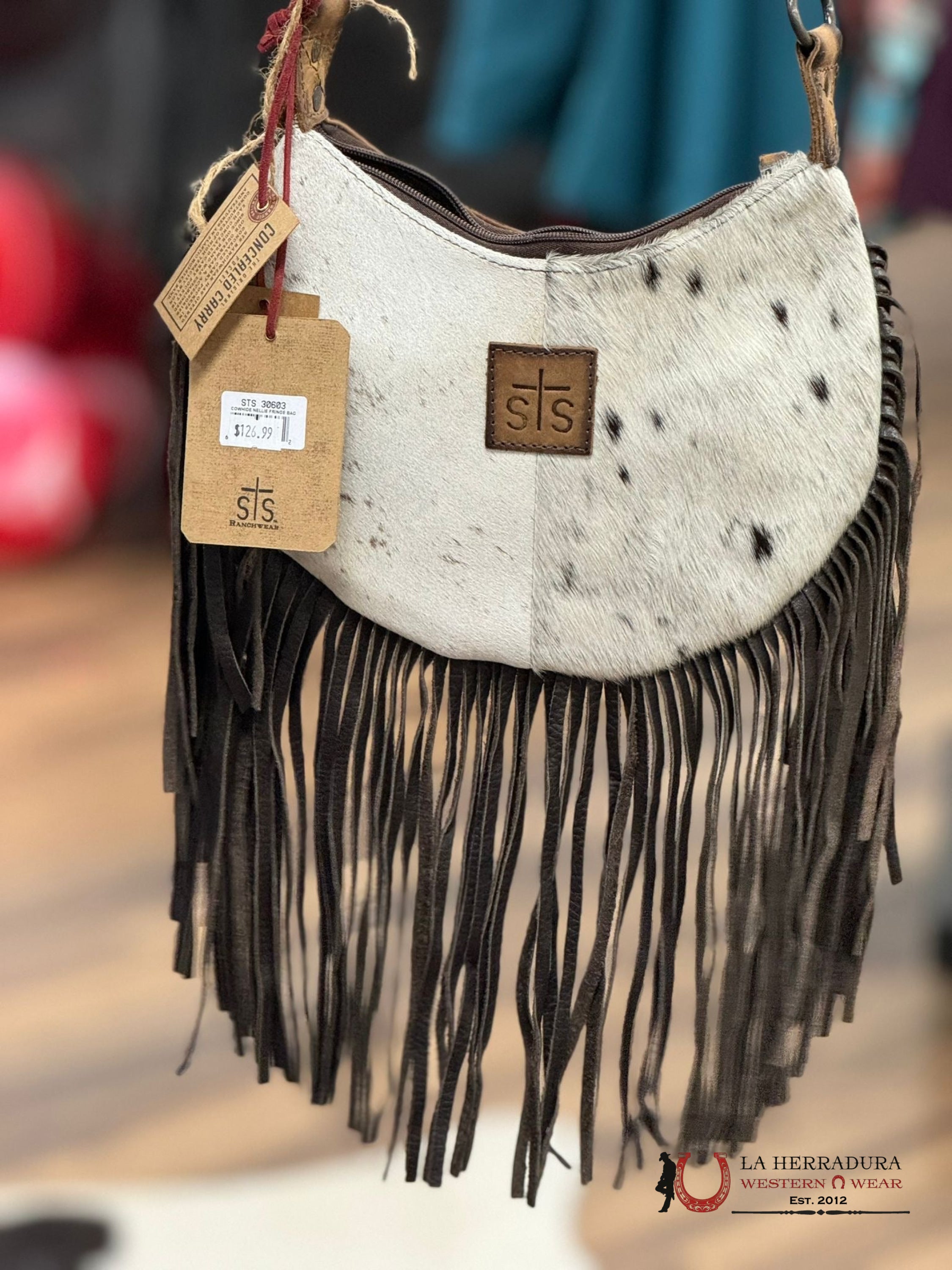 Sts Ranchwear Cowhide White Nellie Fringe Bag