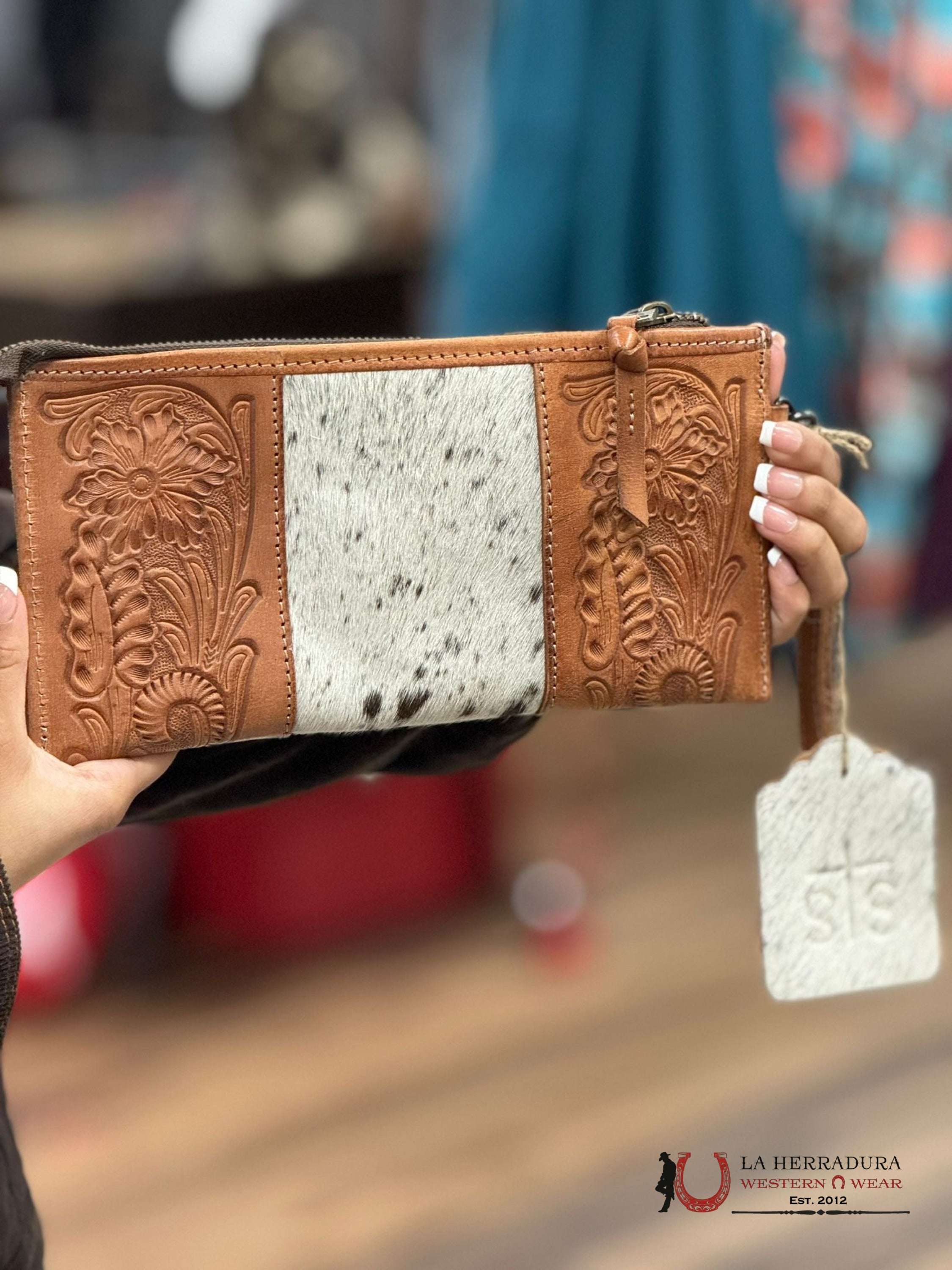 Sts Ranchwear Cowhide White Yipee Kiyay Clutch