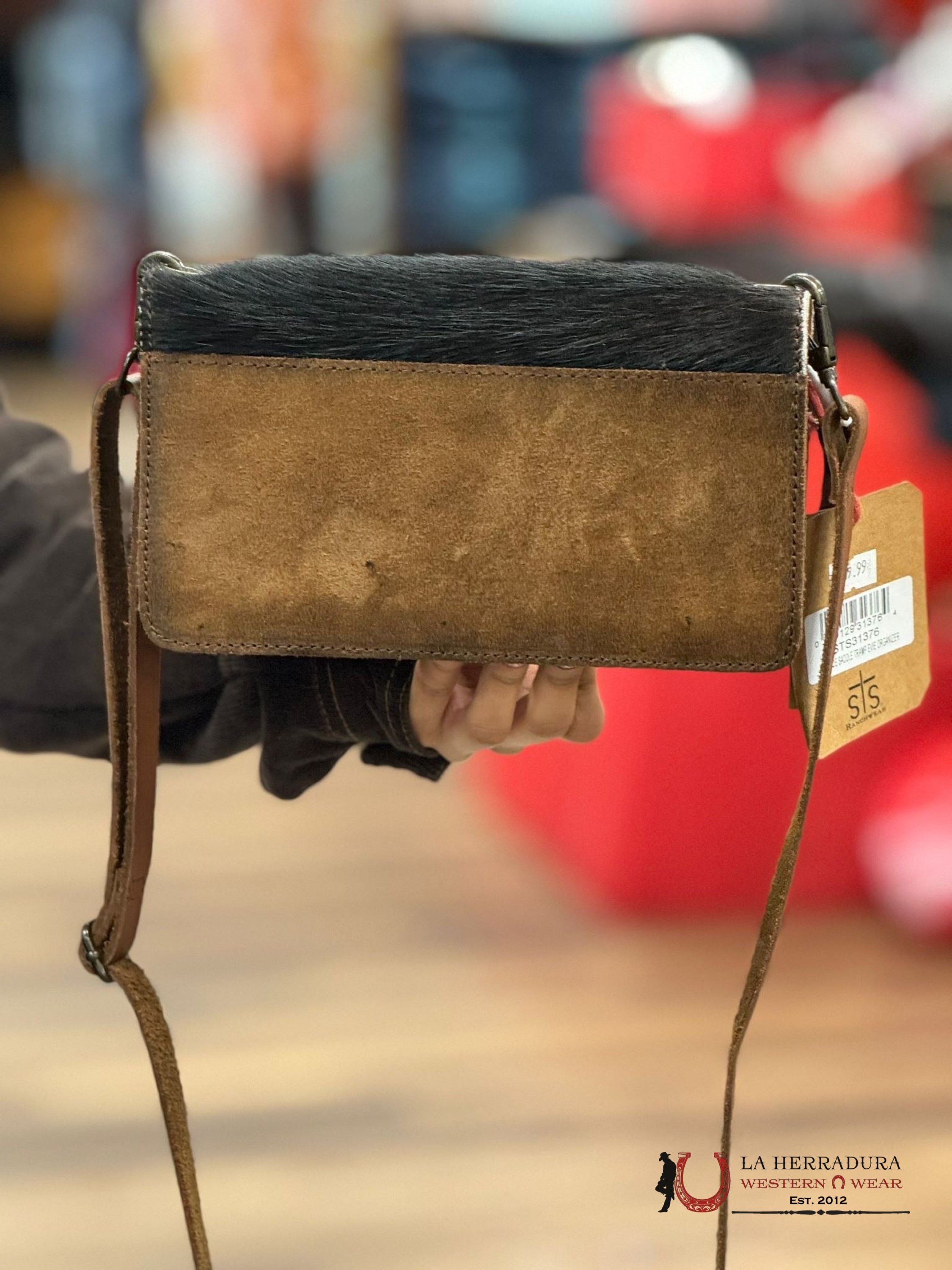 Sts Ranchwear Crossbody Unique Cowhide Black & White Saddle Tramp Evie Organizer