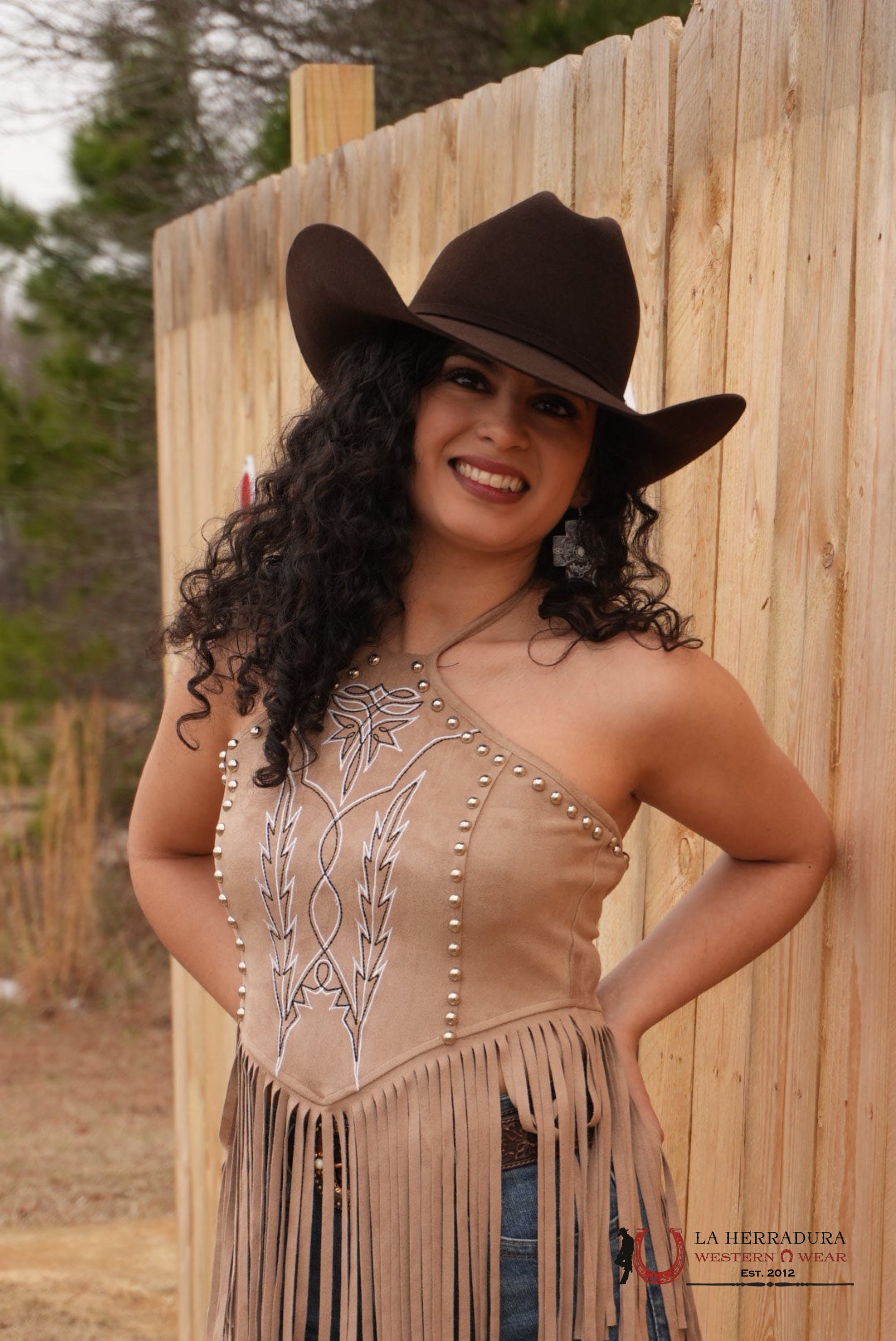 TAN FRINGE JEWL TOP ROPA MUJERES