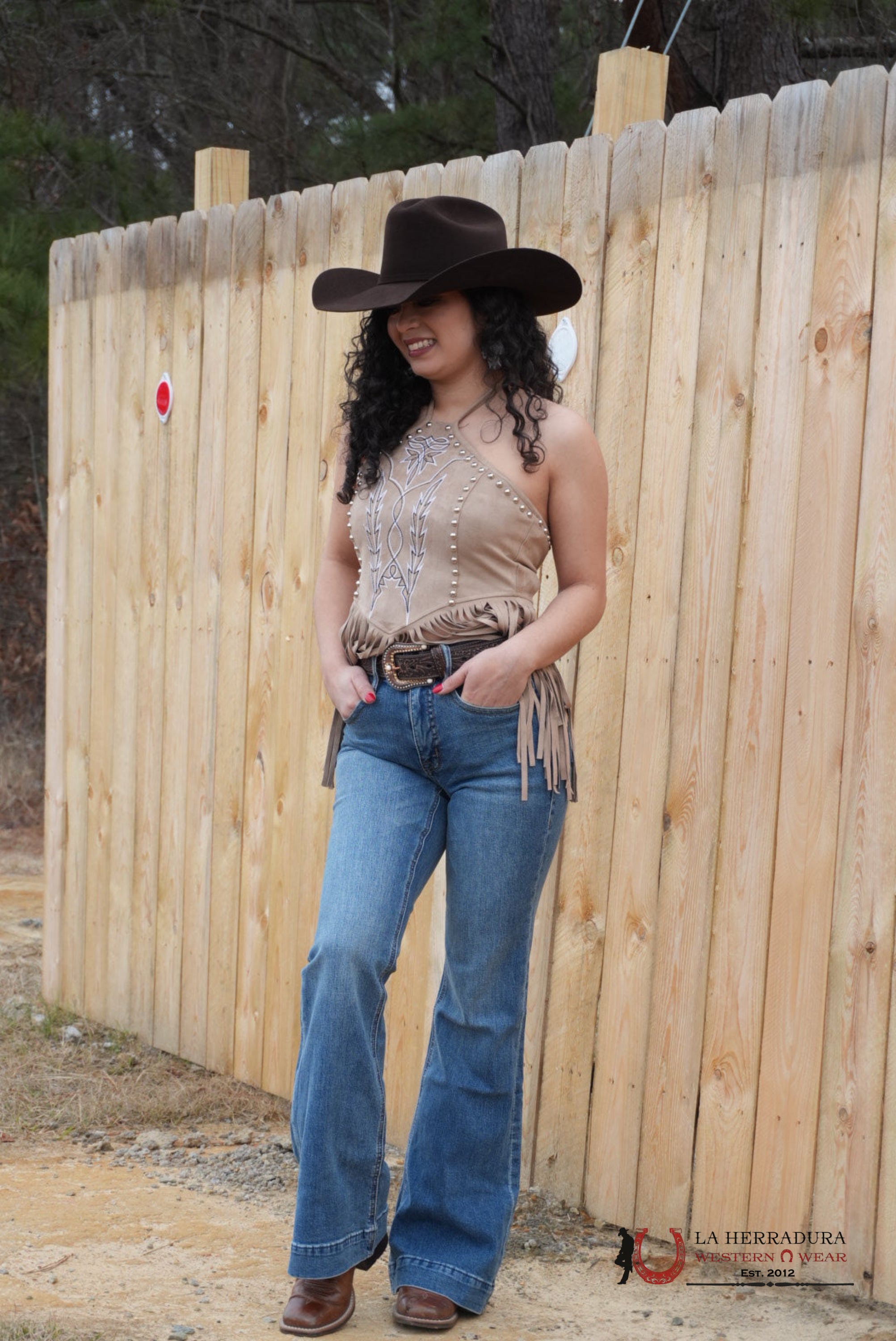 TAN FRINGE JEWL TOP ROPA MUJERES