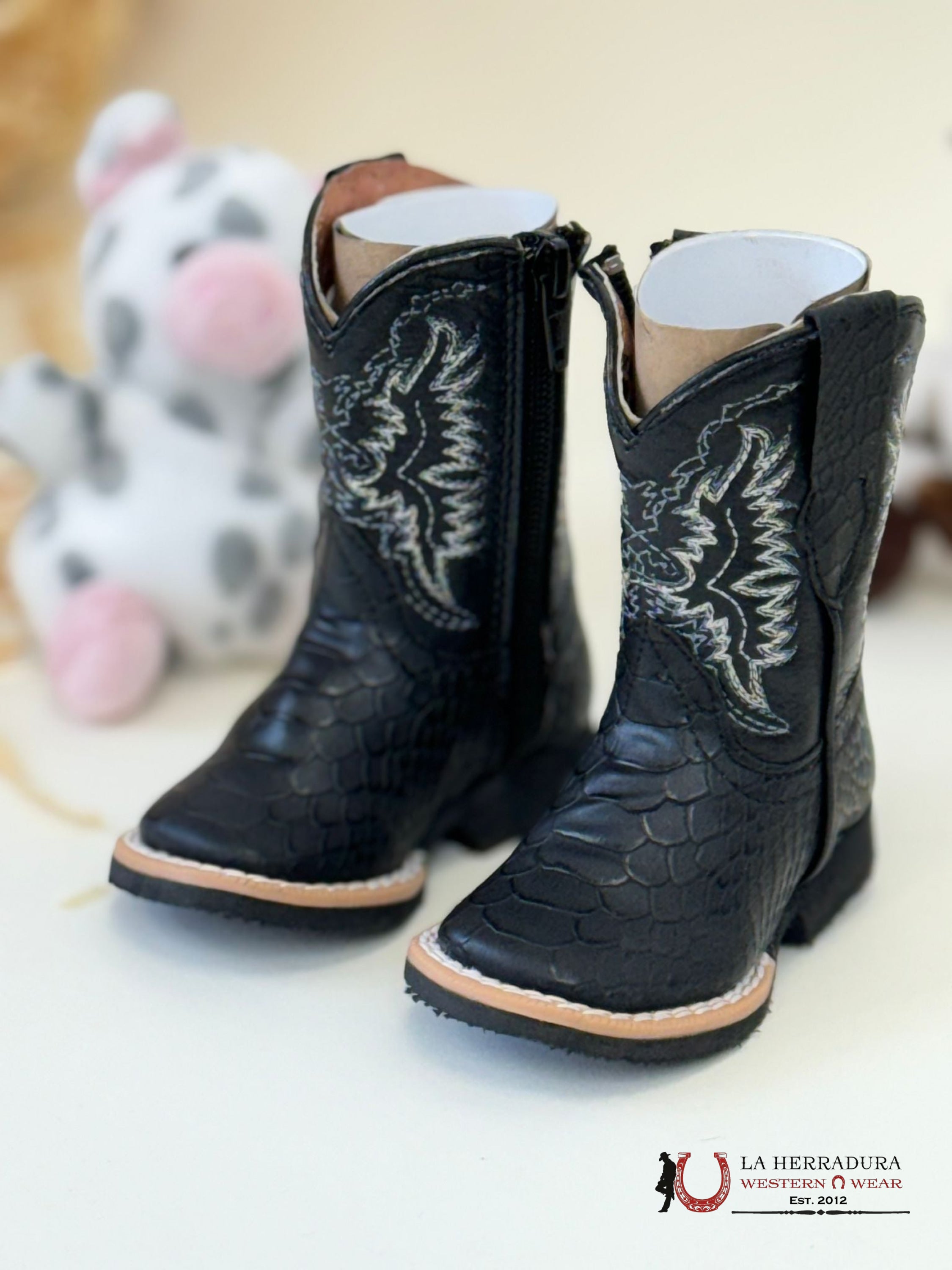 Tanner Mark Big Jake Infant Python Print Black Zipper Boot Niños