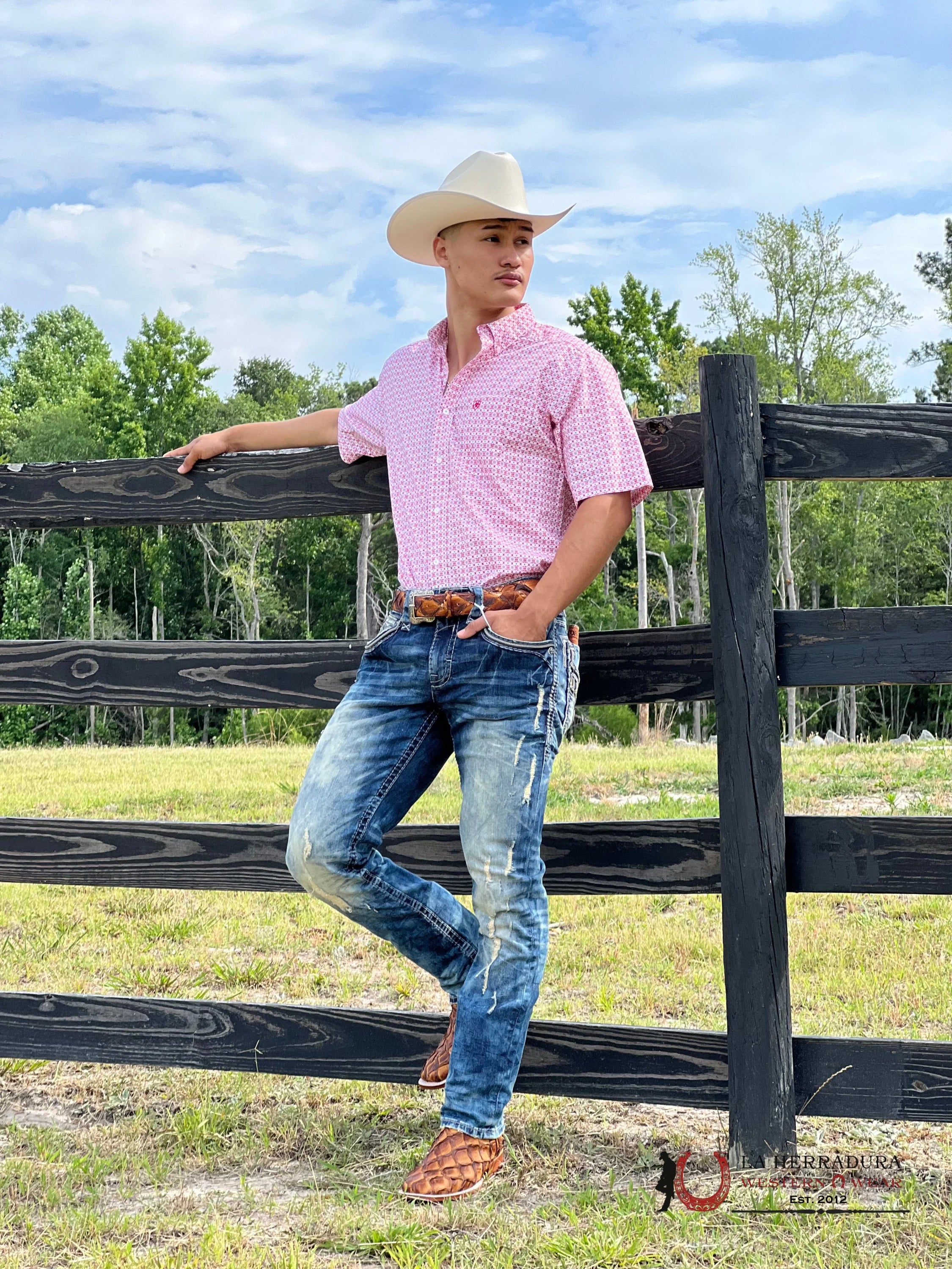 Tanner Mark Boots Square Toe Cognac Exotic Fish Skin Botas Hombres